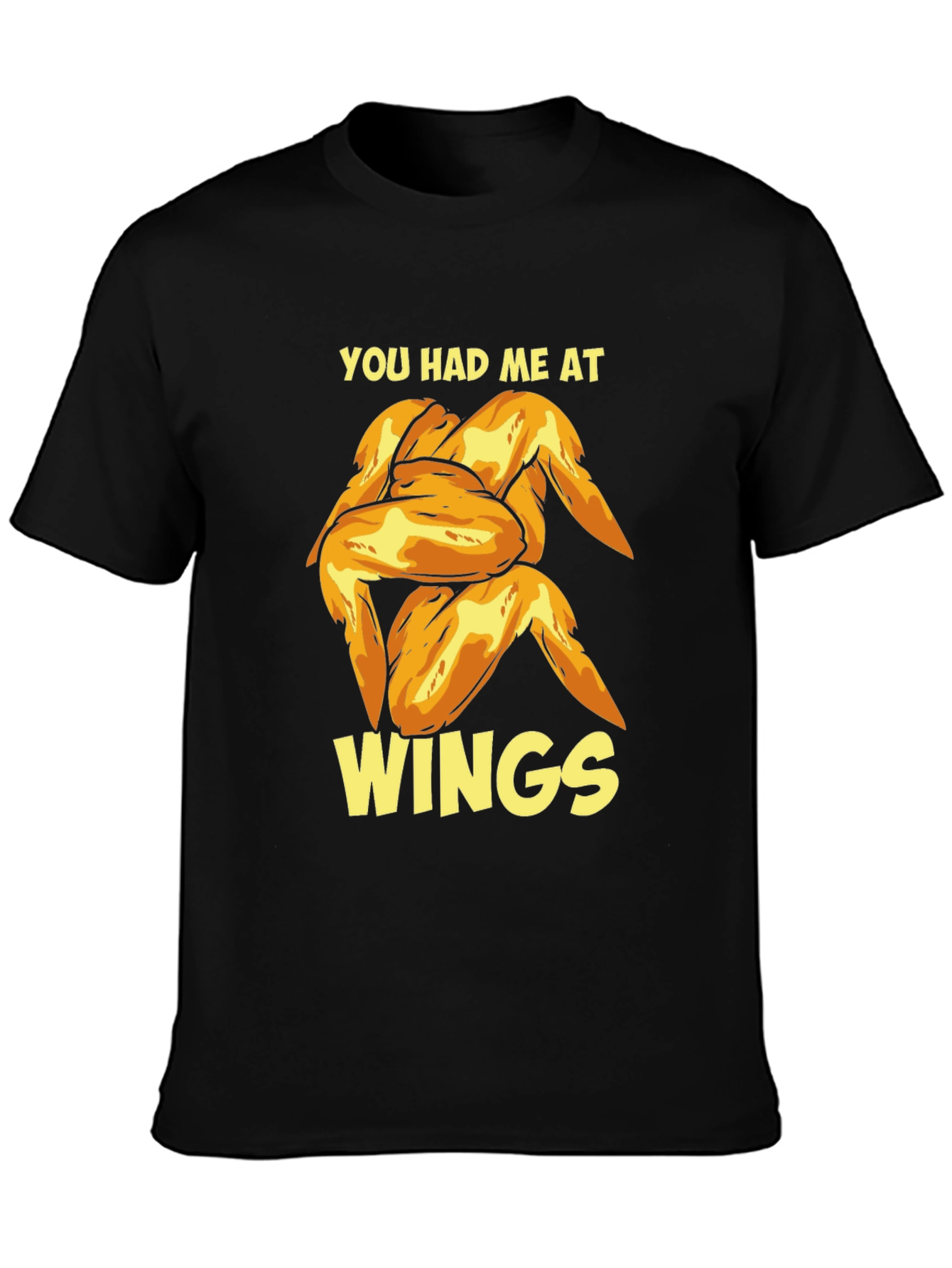 Black You Had Me At Wings - Novelty Graphic T-Shirt view 3