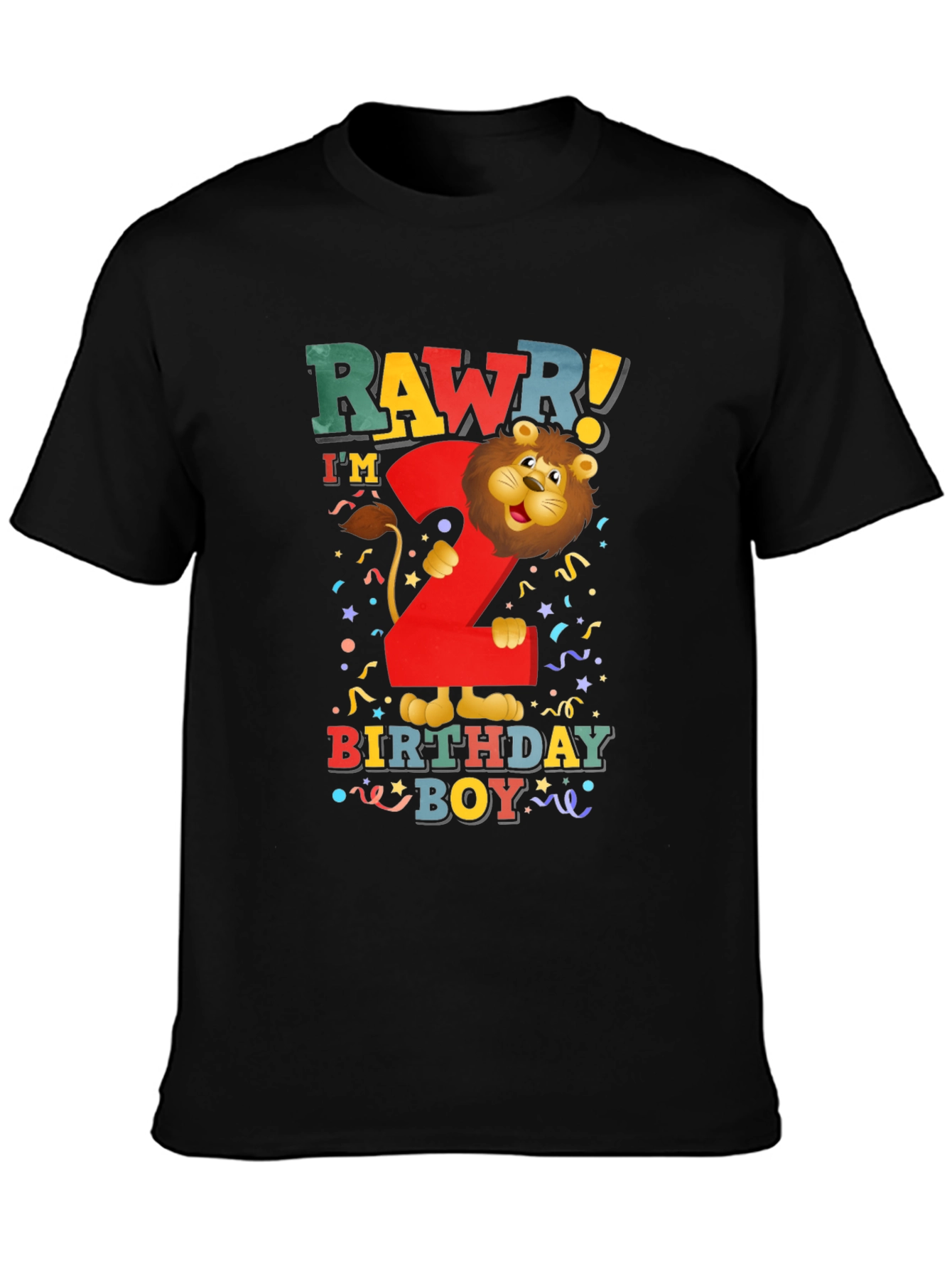 Black Rawr! I'm 2 Birthday Boy T-Shirt view 3