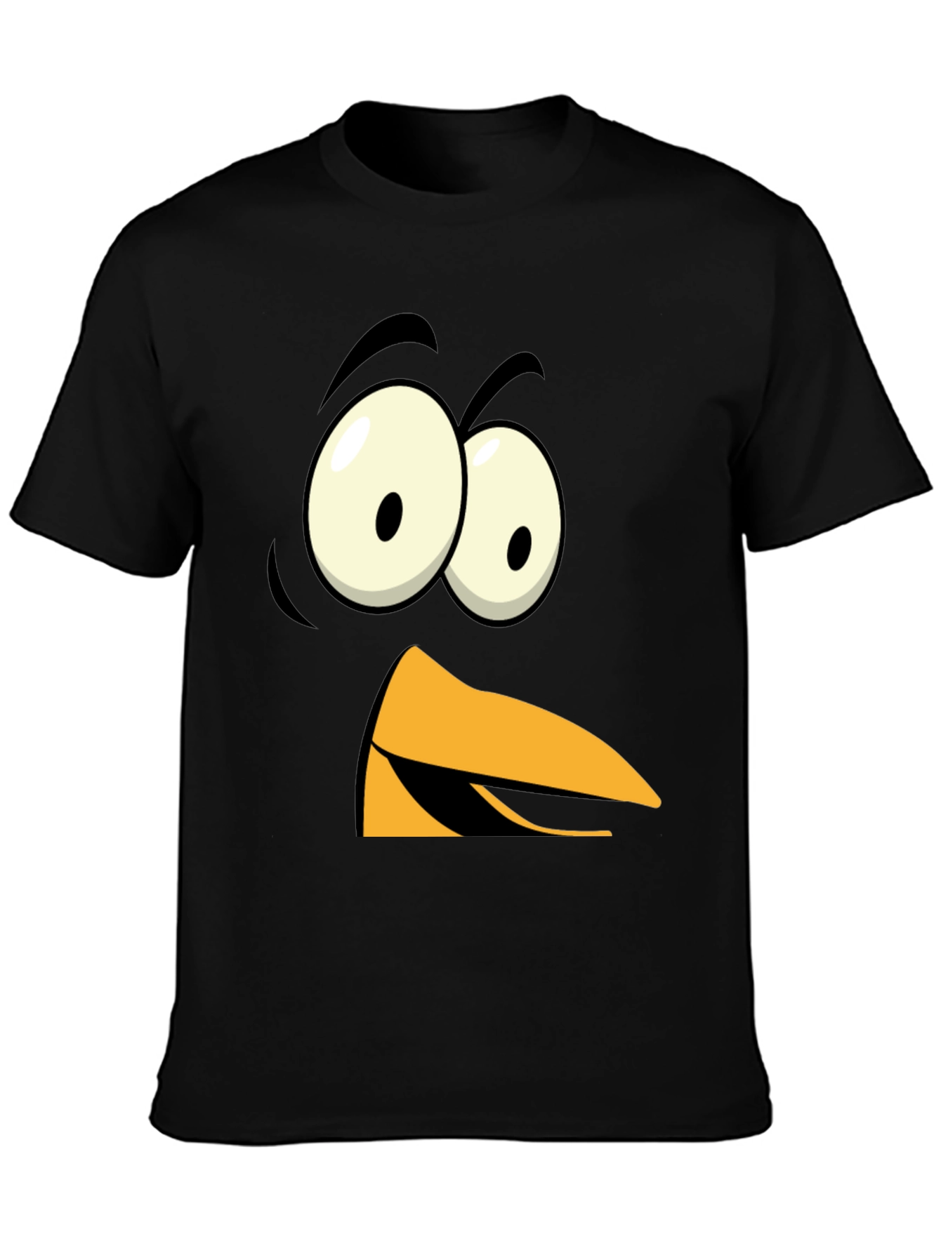 Black Funny Angry Bird Face Graphic Tee - Black view 3