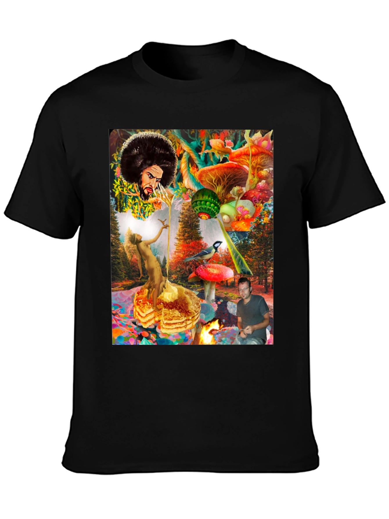 Black Psychedelic Fantasy Graphic Print T-Shirt view 3