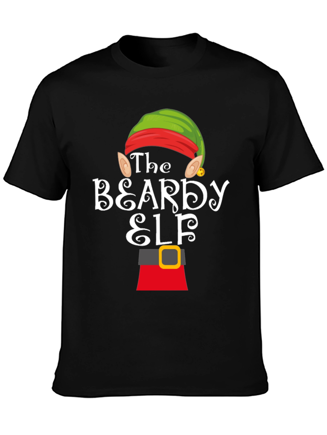 Beardy Elf Graphic T-Shirt - Festive Holiday Apparel - 3