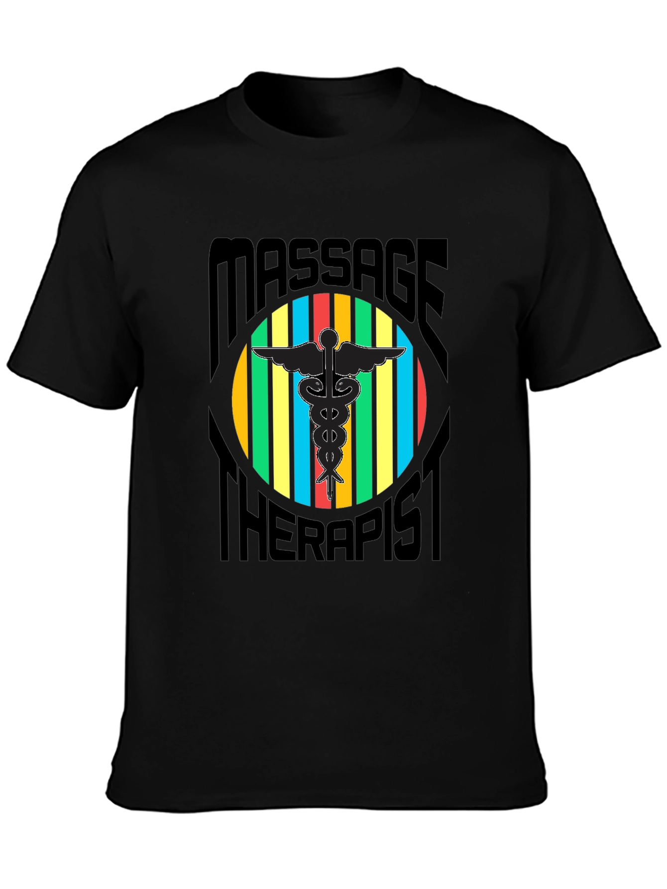 Black Massage Therapist Graphic T-Shirt view 3