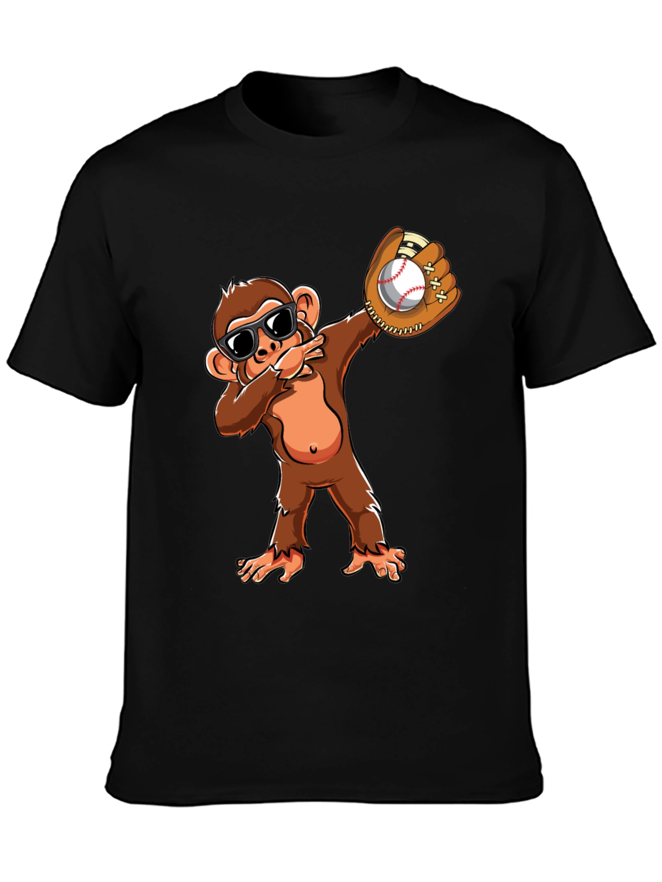 Black Monkey Dabbing Baseball T-Shirt view 3