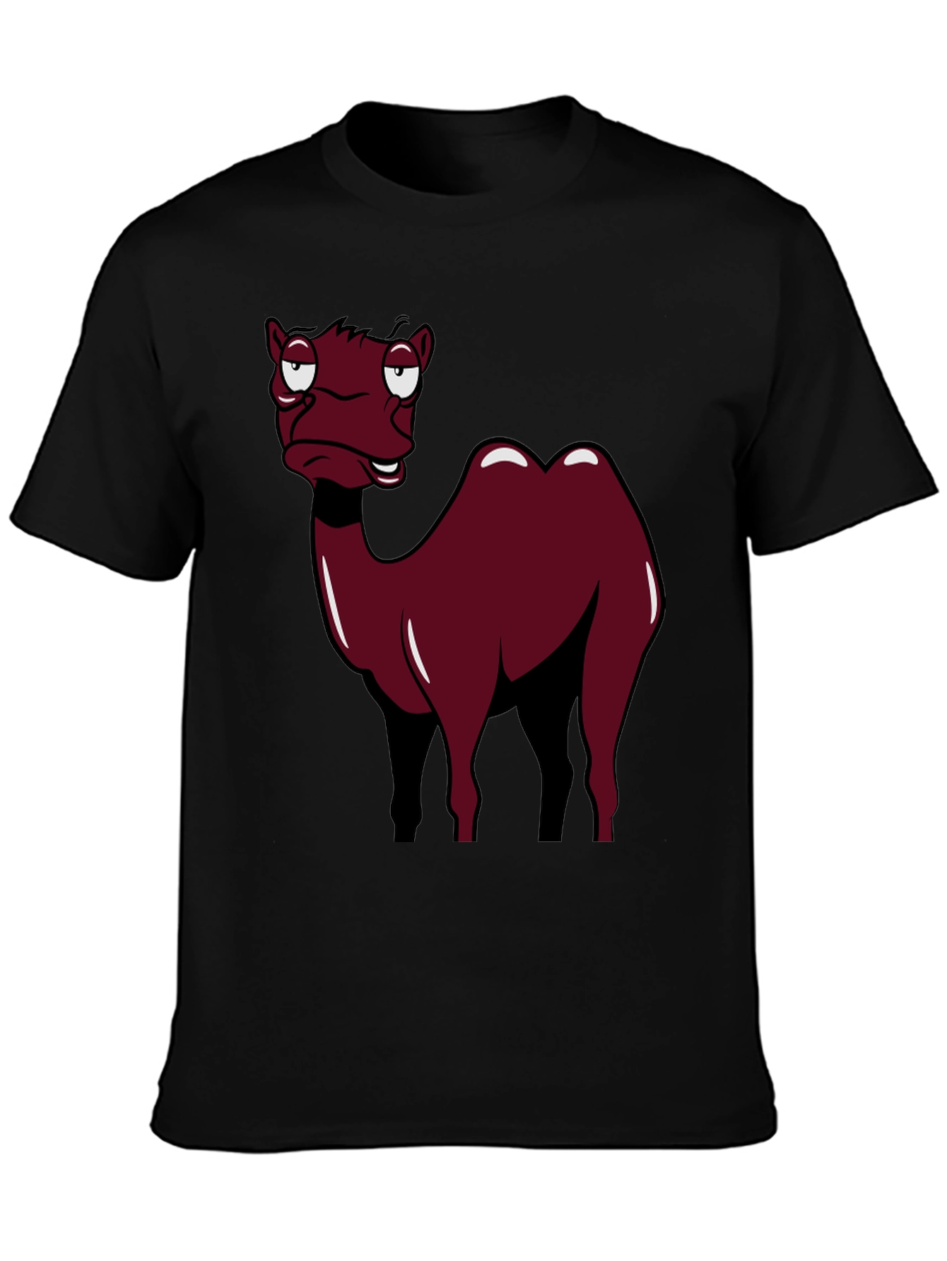 Black Camel Cartoon Graphic T-Shirt view 3