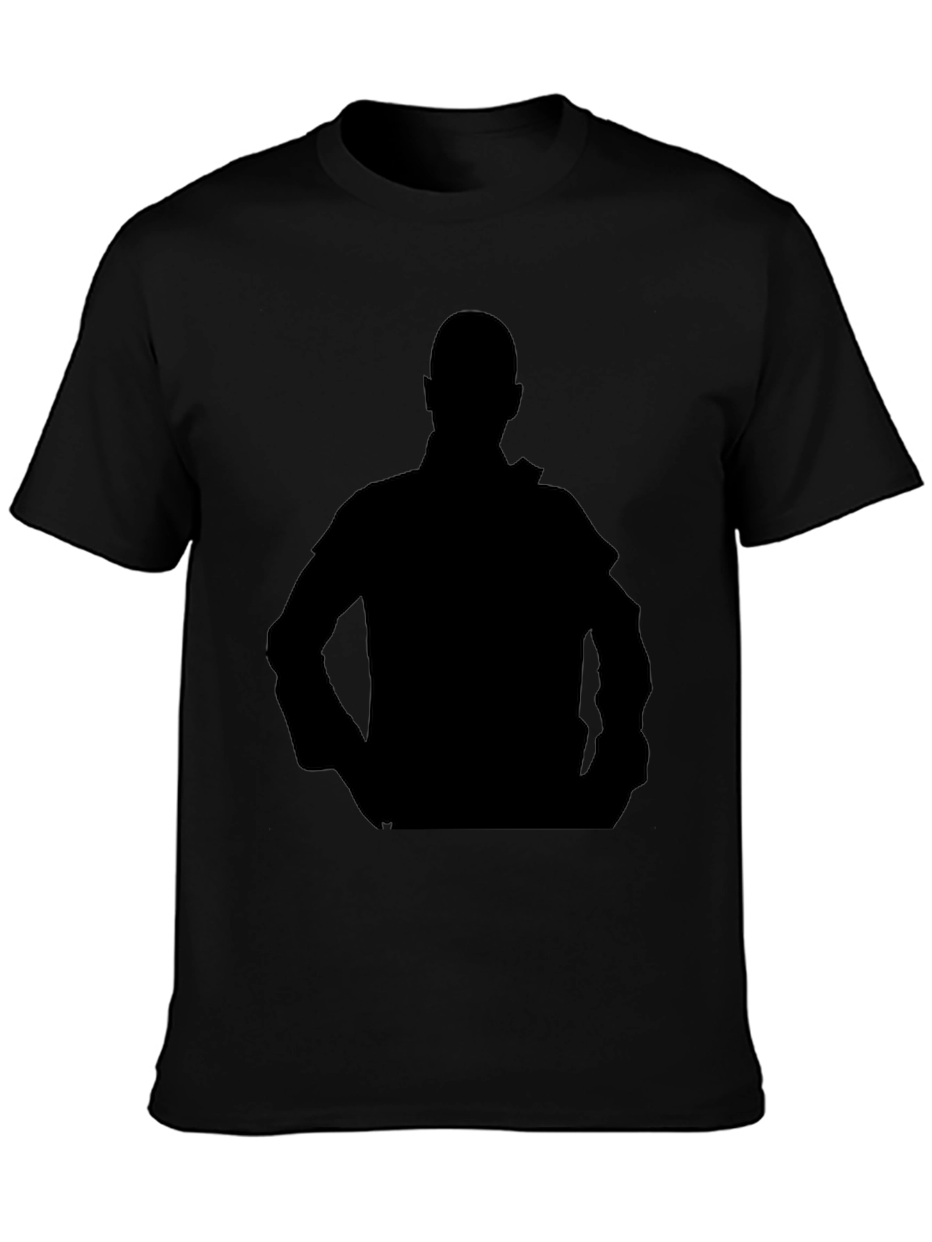 Black Men's Black T-Shirt with Silhouette Graphic view 3