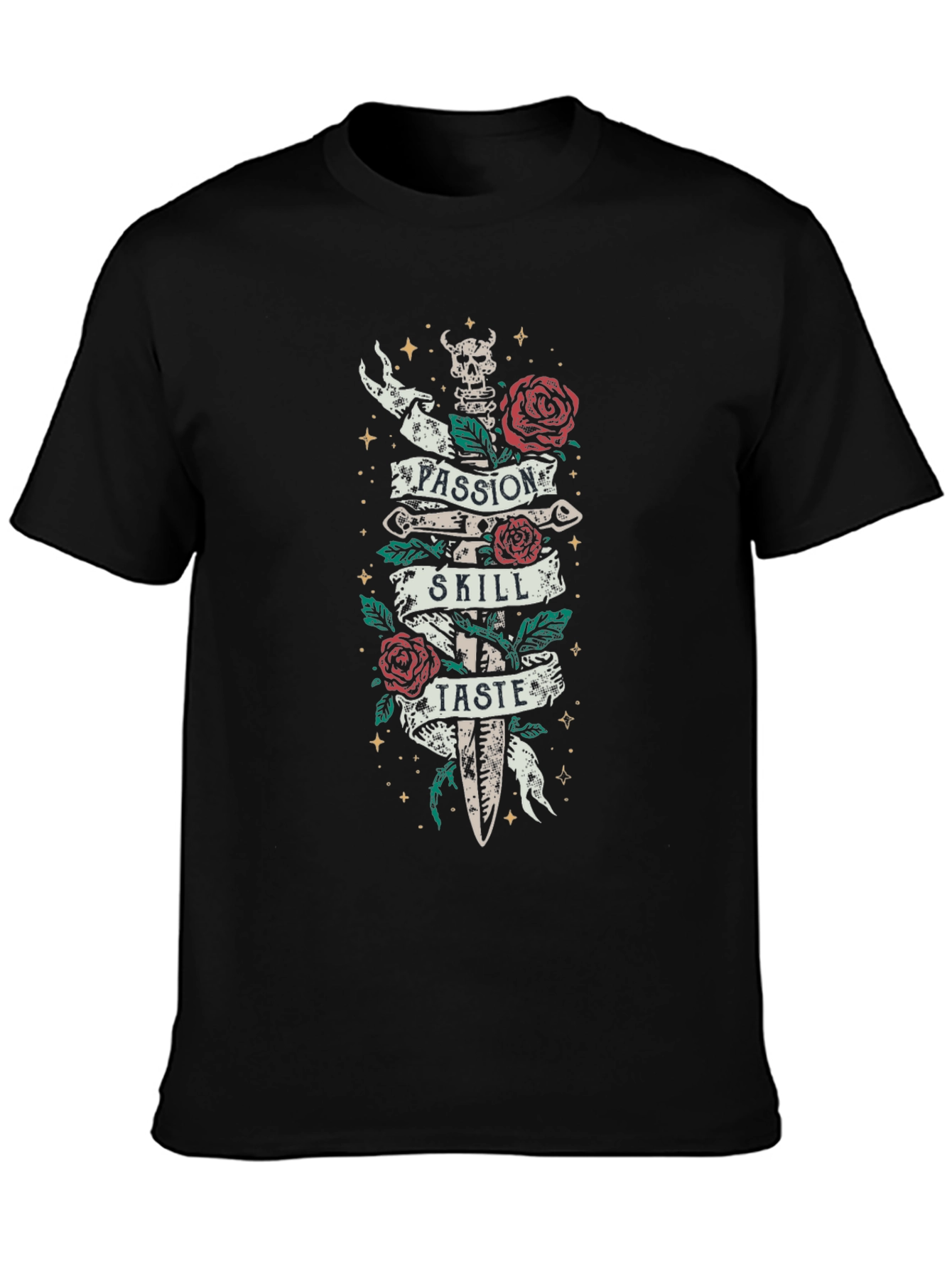 Black Passion, Skill, Taste Graphic T-Shirt view 3