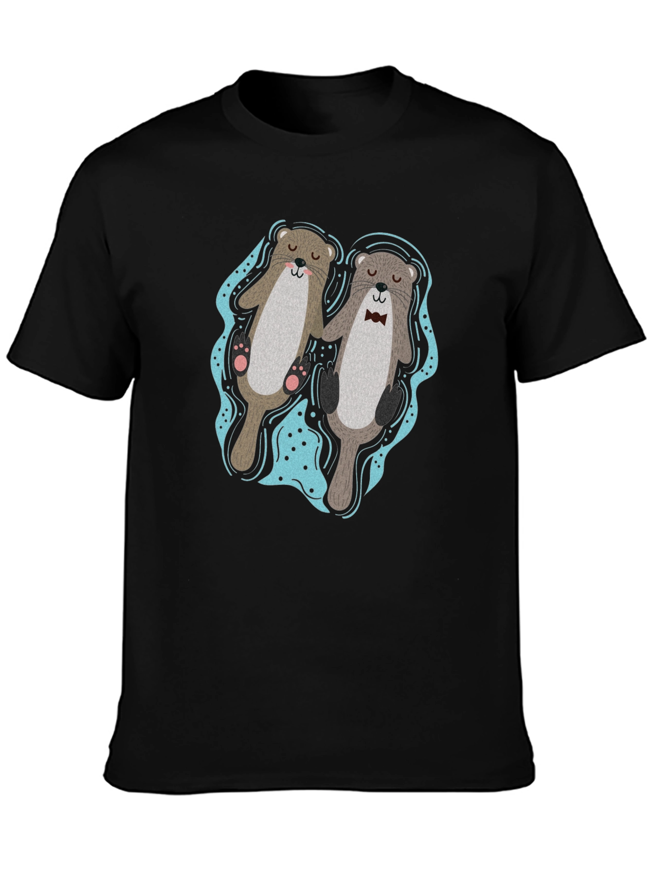 Black Otter Love T-Shirt - Cute Matching Pair Design view 3