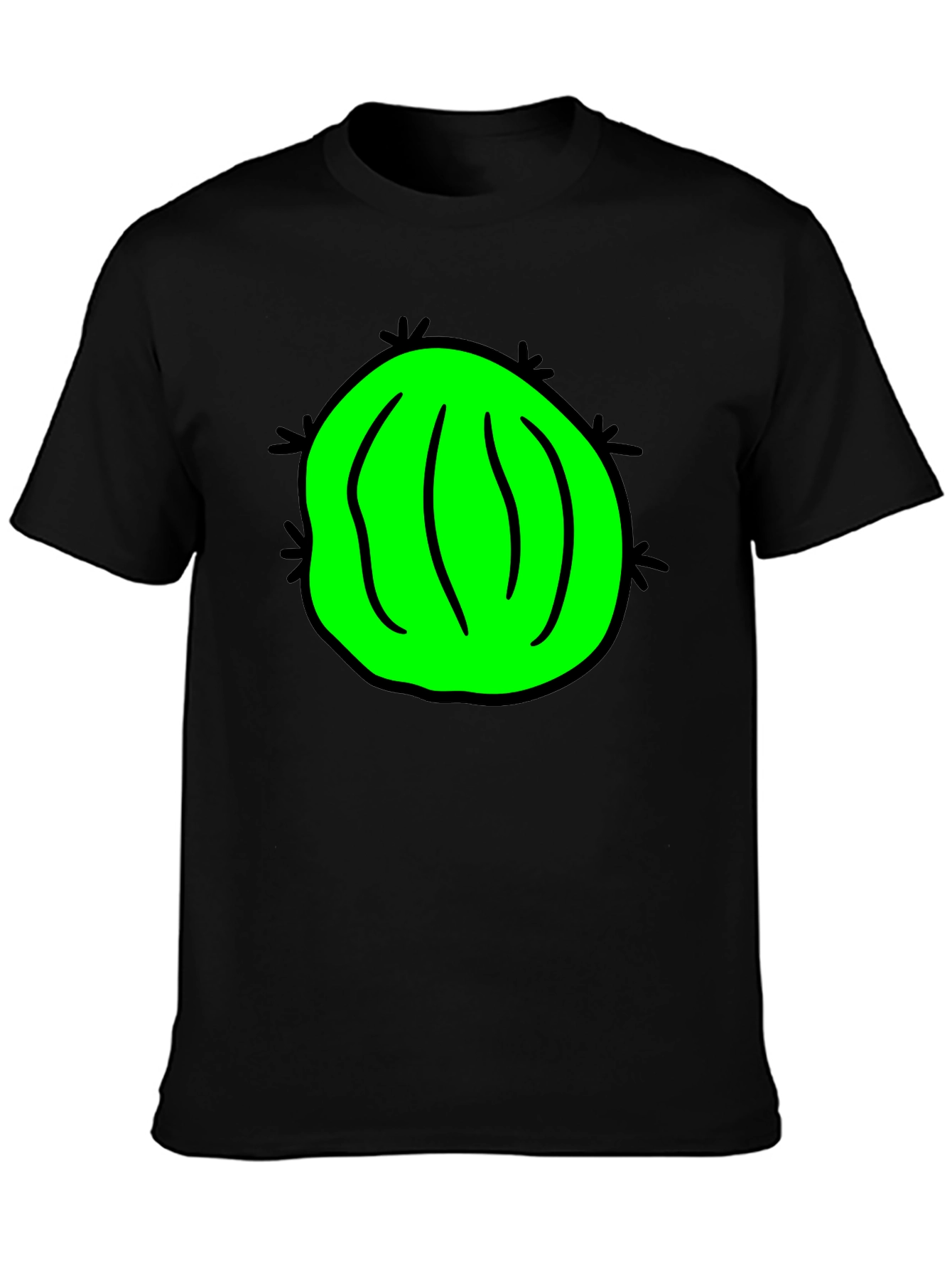 Black Novelty Green Cactus Graphic Black T-Shirt view 3