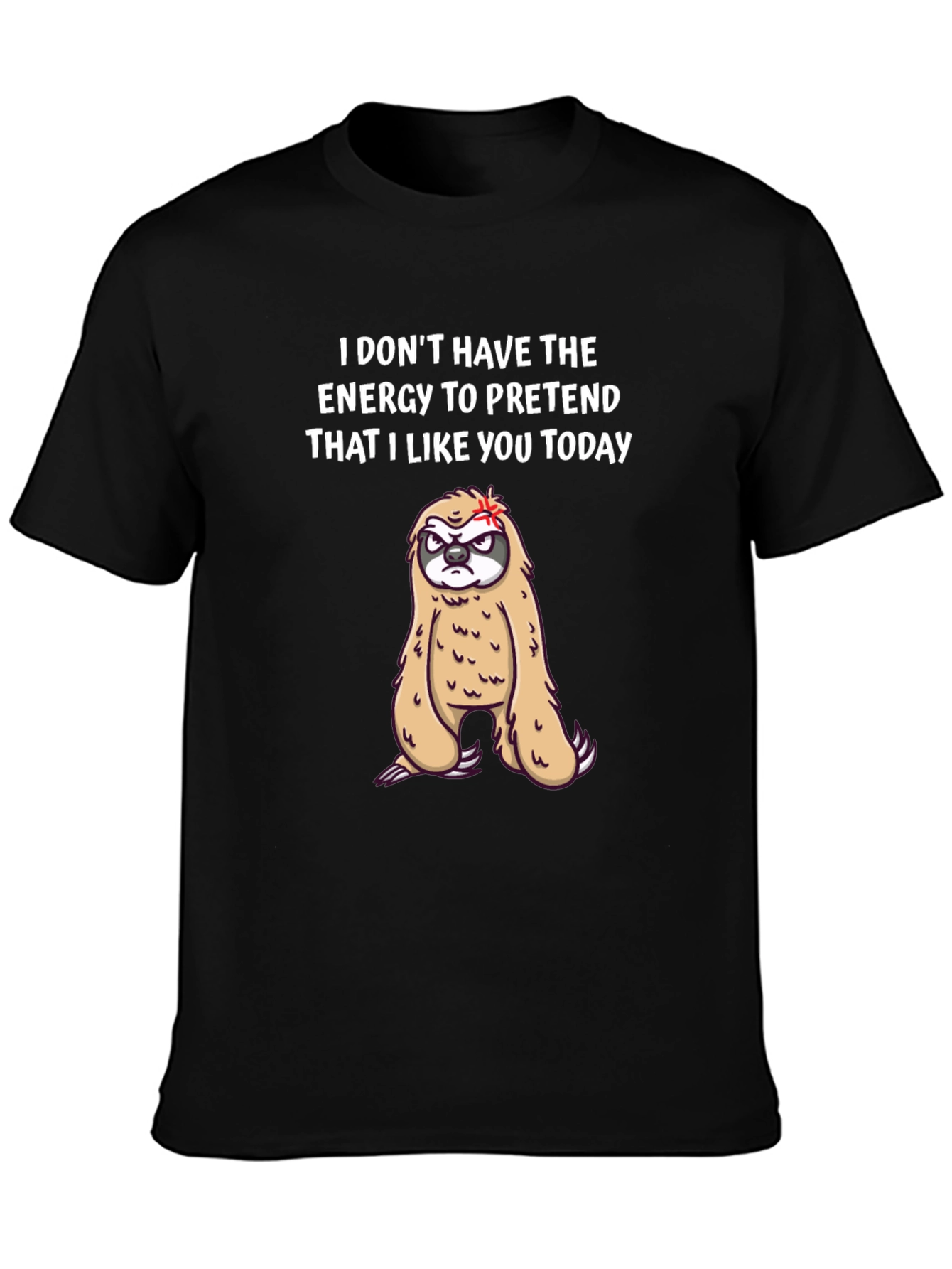 Black Funny Sloth Graphic T-Shirt - Introvert Humor Tee view 3