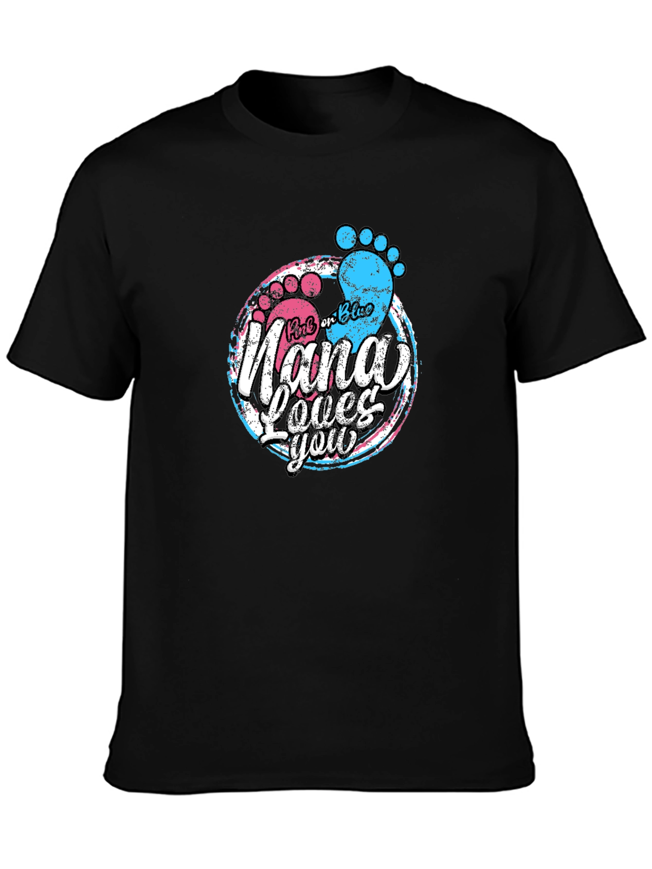 Black Pink or Blue Nana Loves You T-Shirt - Gender Reveal Tee view 3