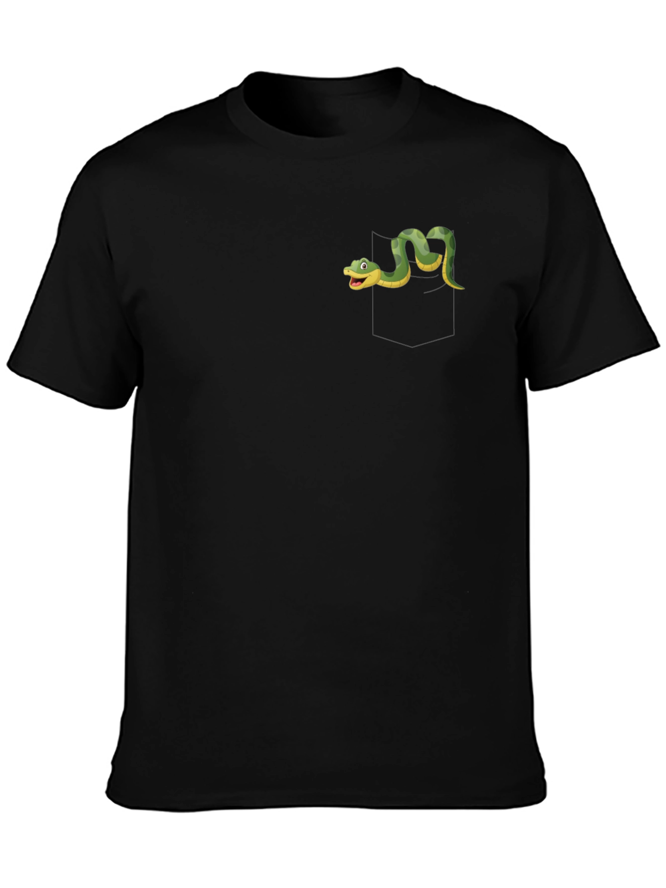 Black Black T-Shirt with Cartoon Snake Design view 3