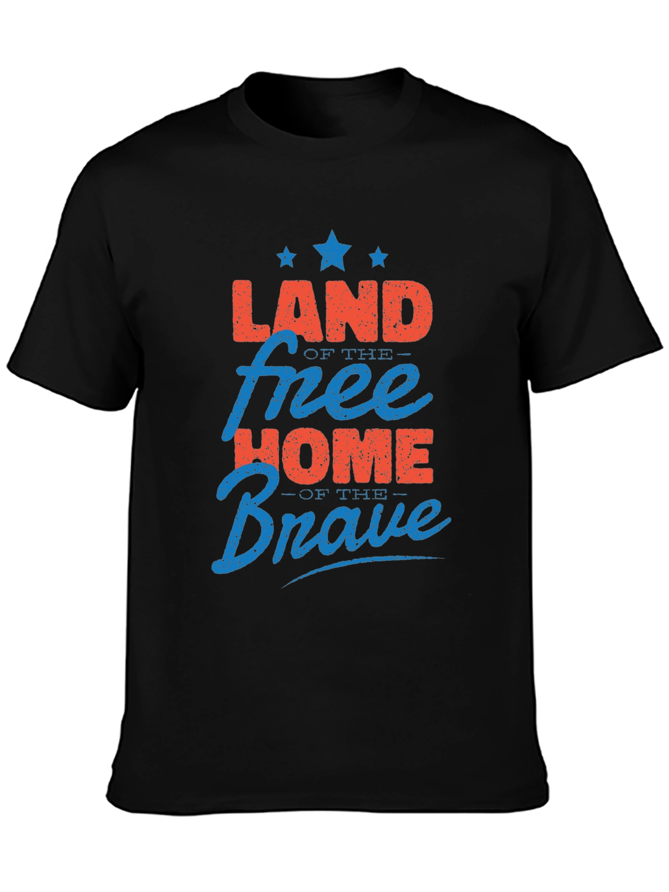 Black Patriotic Land of Free Home of Brave Graphic T-Shirt view 3