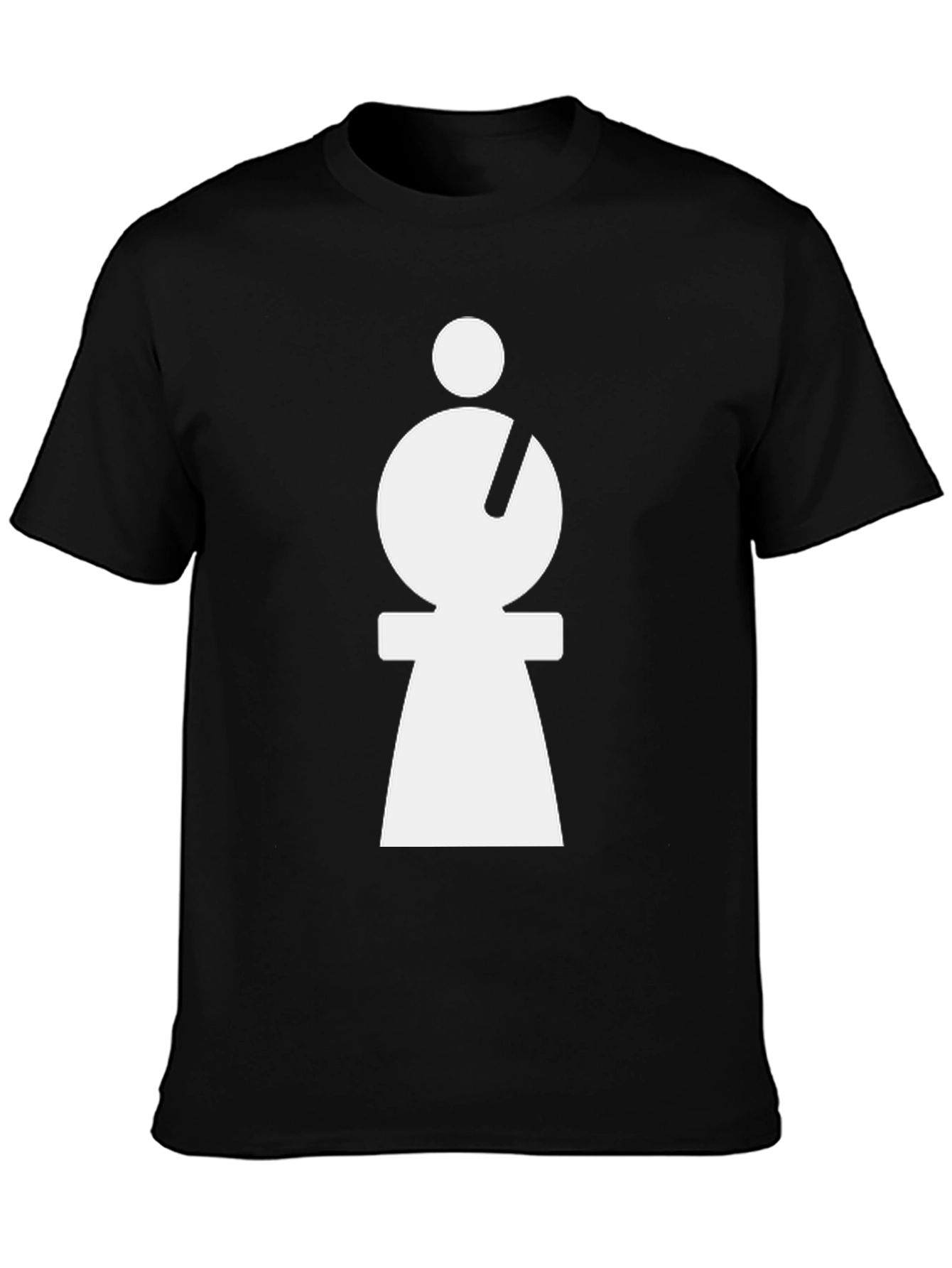 Black Abstract Minimalist White Figure on Black T-Shirt view 3