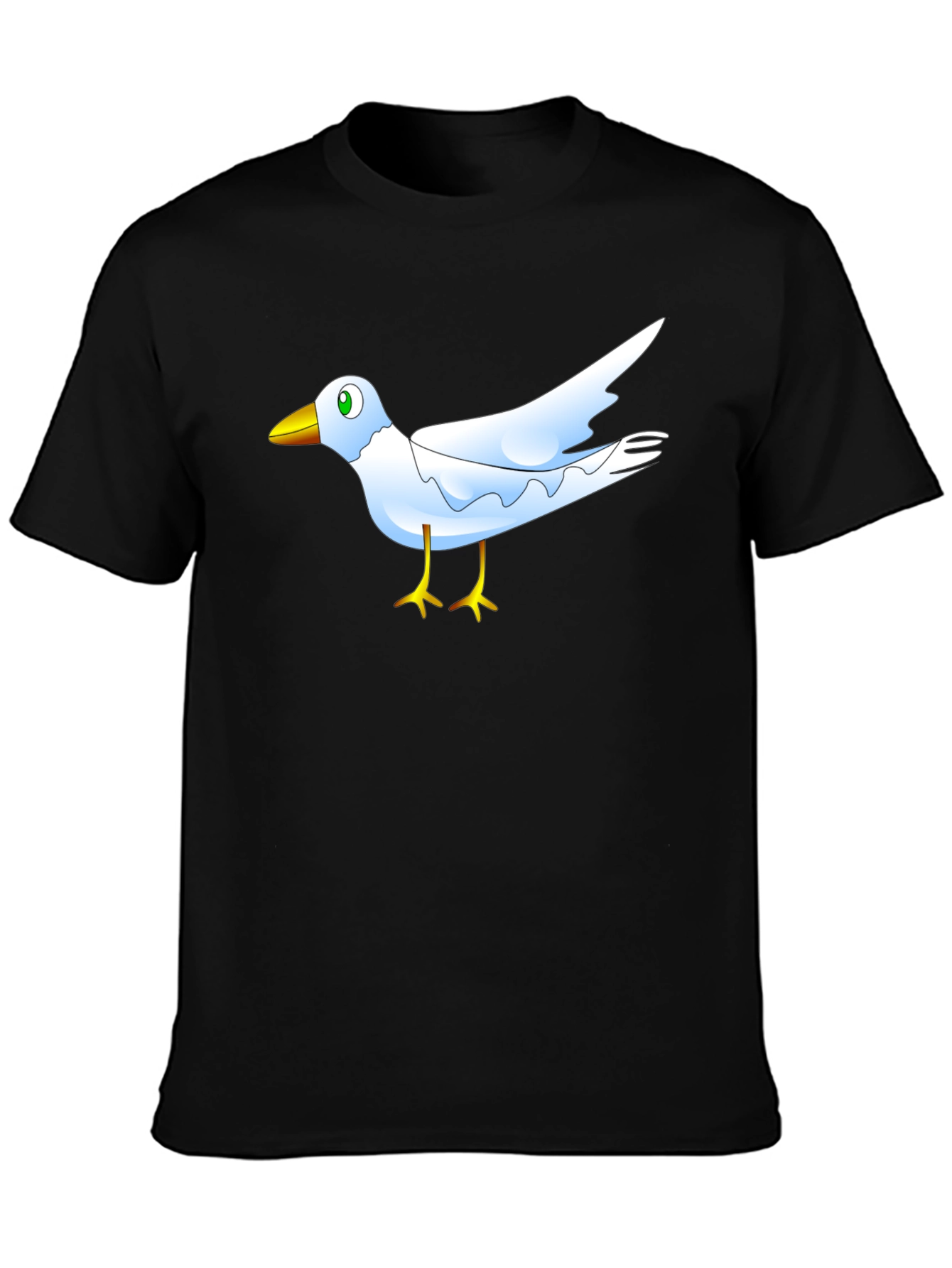 Black Cartoon Bird Graphic Black T-Shirt view 3