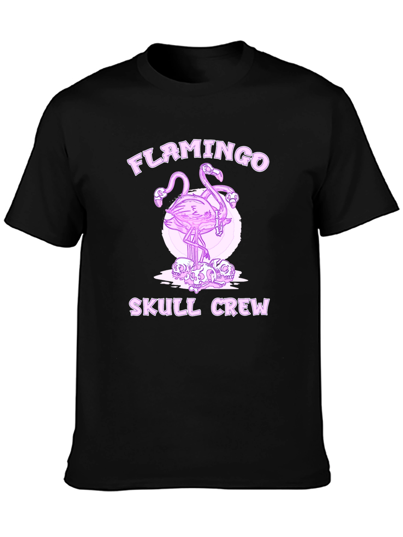 Black Flamingo Skull Crew Black T-Shirt view 3