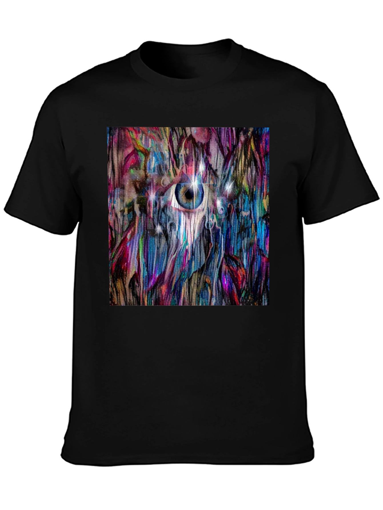 Black Abstract Eye T-Shirt: Artistic Graphic Tee view 3
