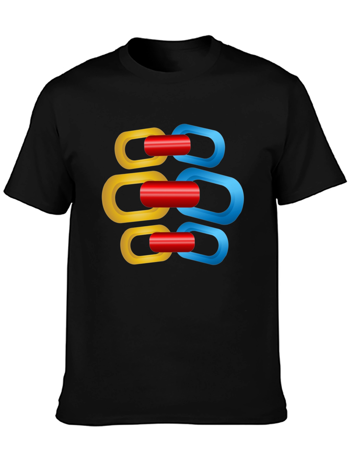 Black Linked Shapes Graphic T-Shirt - Casual Style view 3