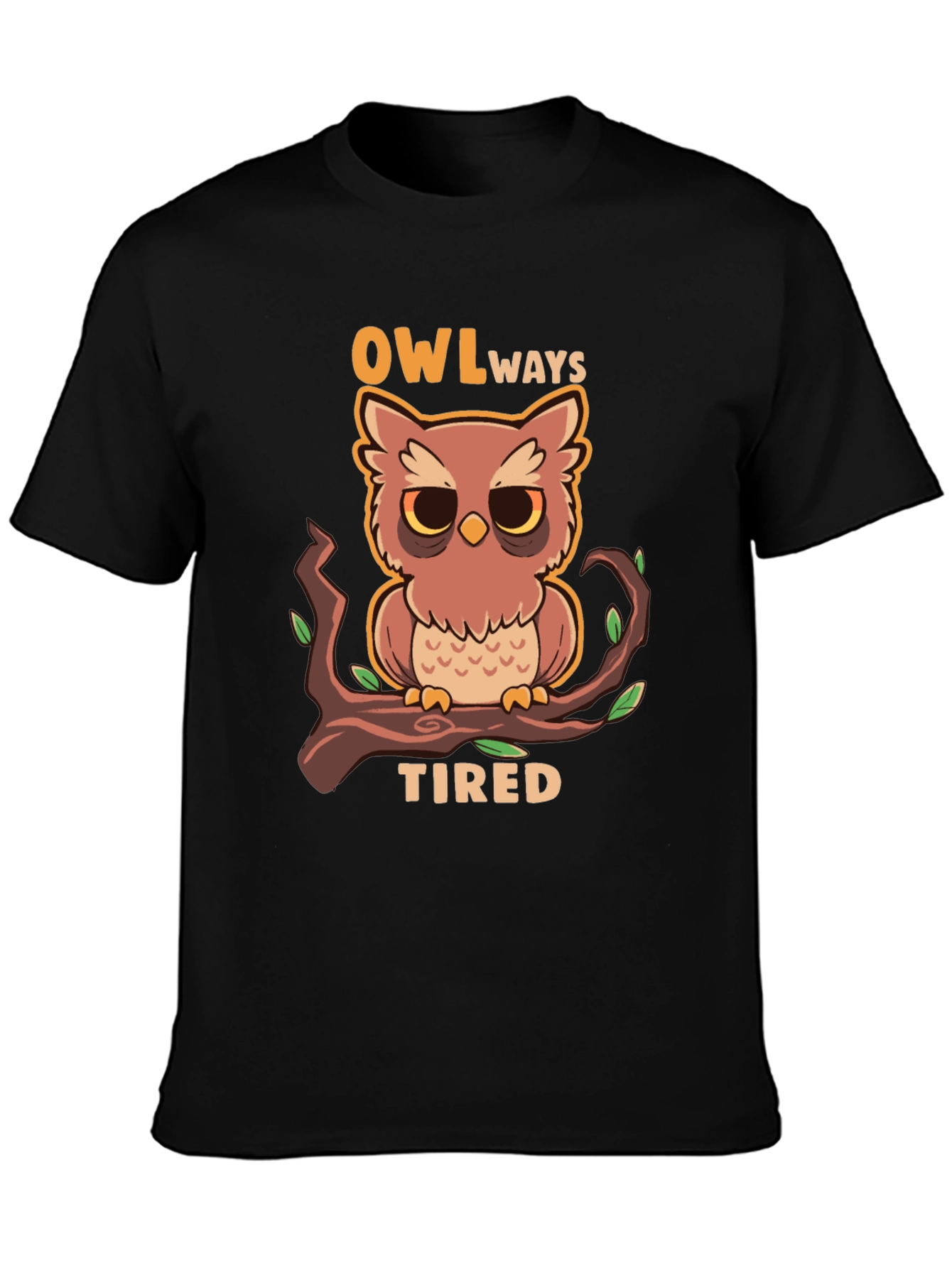 Black Owl Always Tired Graphic Tee view 3