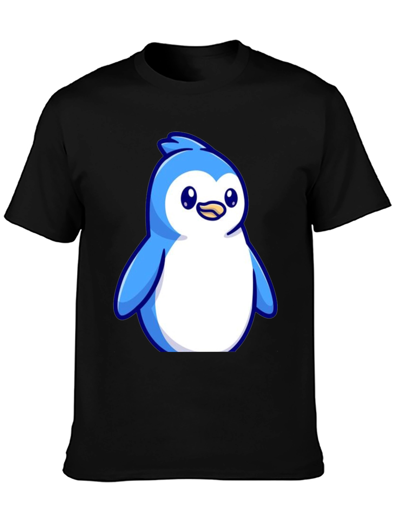 Black Cute Penguin Graphic Tee - Soft Cotton Blend view 3