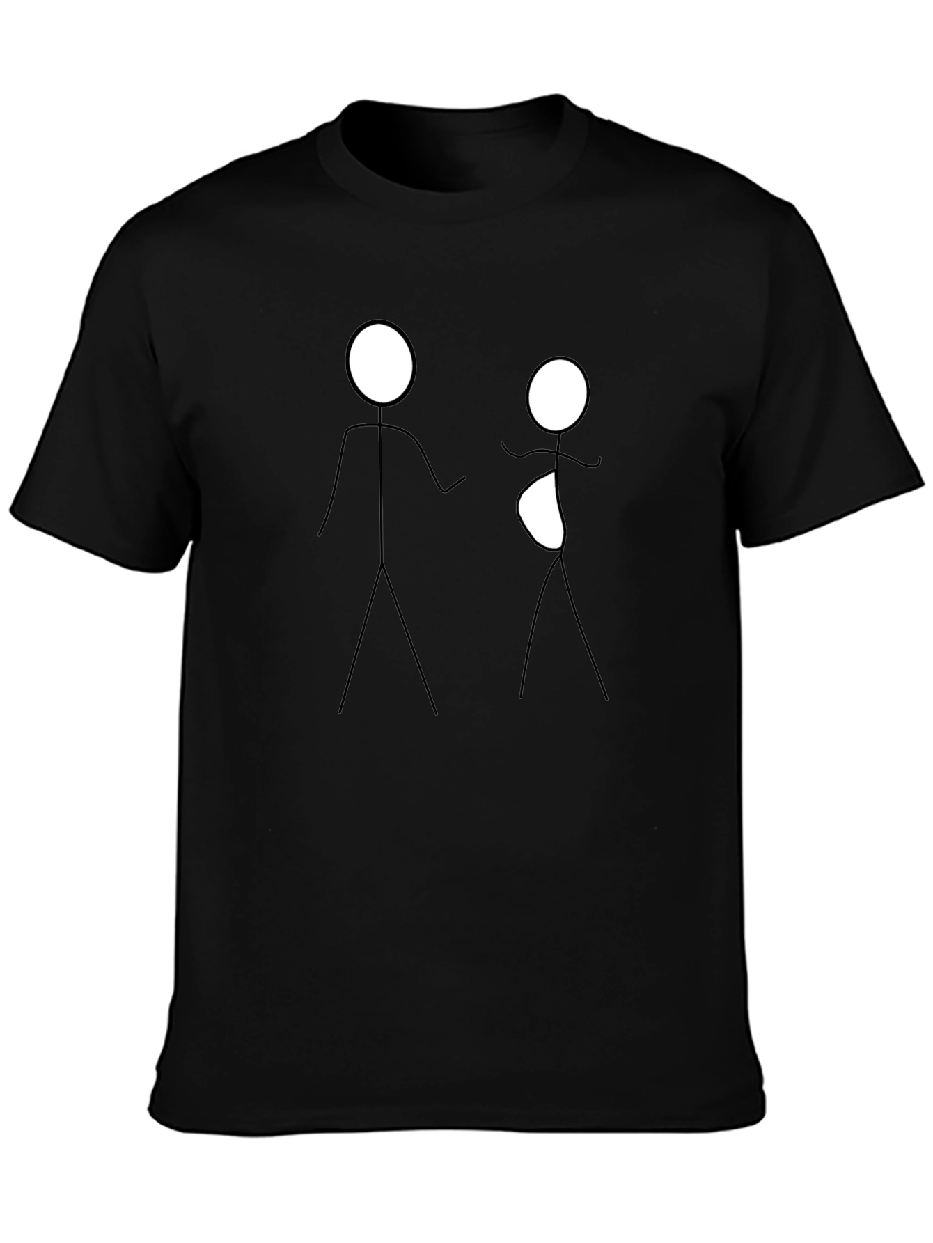 Black Stick Figure Pregnancy Announcement T-Shirt view 3