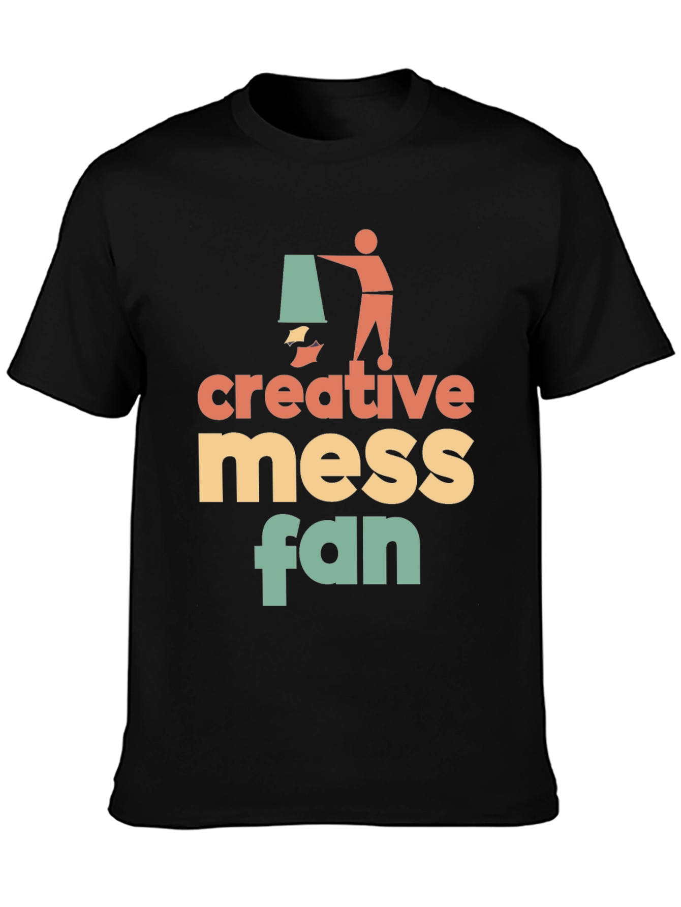 Black Creative Mess Fan Graphic T-Shirt - Stylish & Unique! view 3