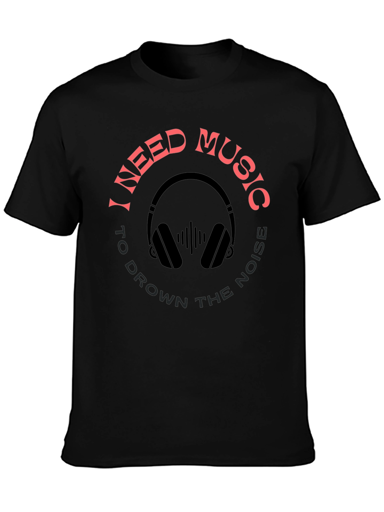 Black I Need Music Graphic T-Shirt view 3