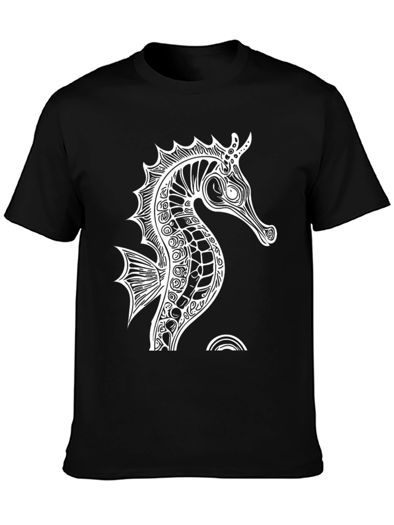 Black Seahorse Graphic Black T-Shirt - Unique Ocean Design view 3