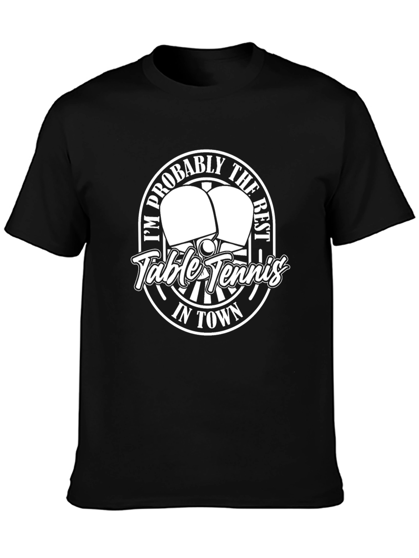 Black Table Tennis Graphic T-Shirt - Best in Town Design view 3