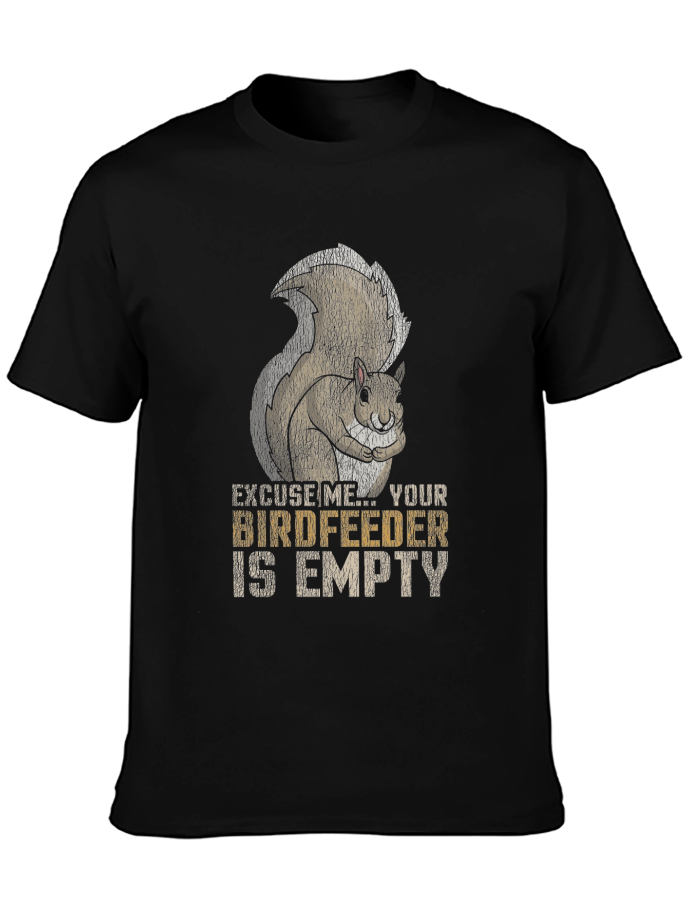 Black Funny Squirrel Birdfeeder T-Shirt view 3