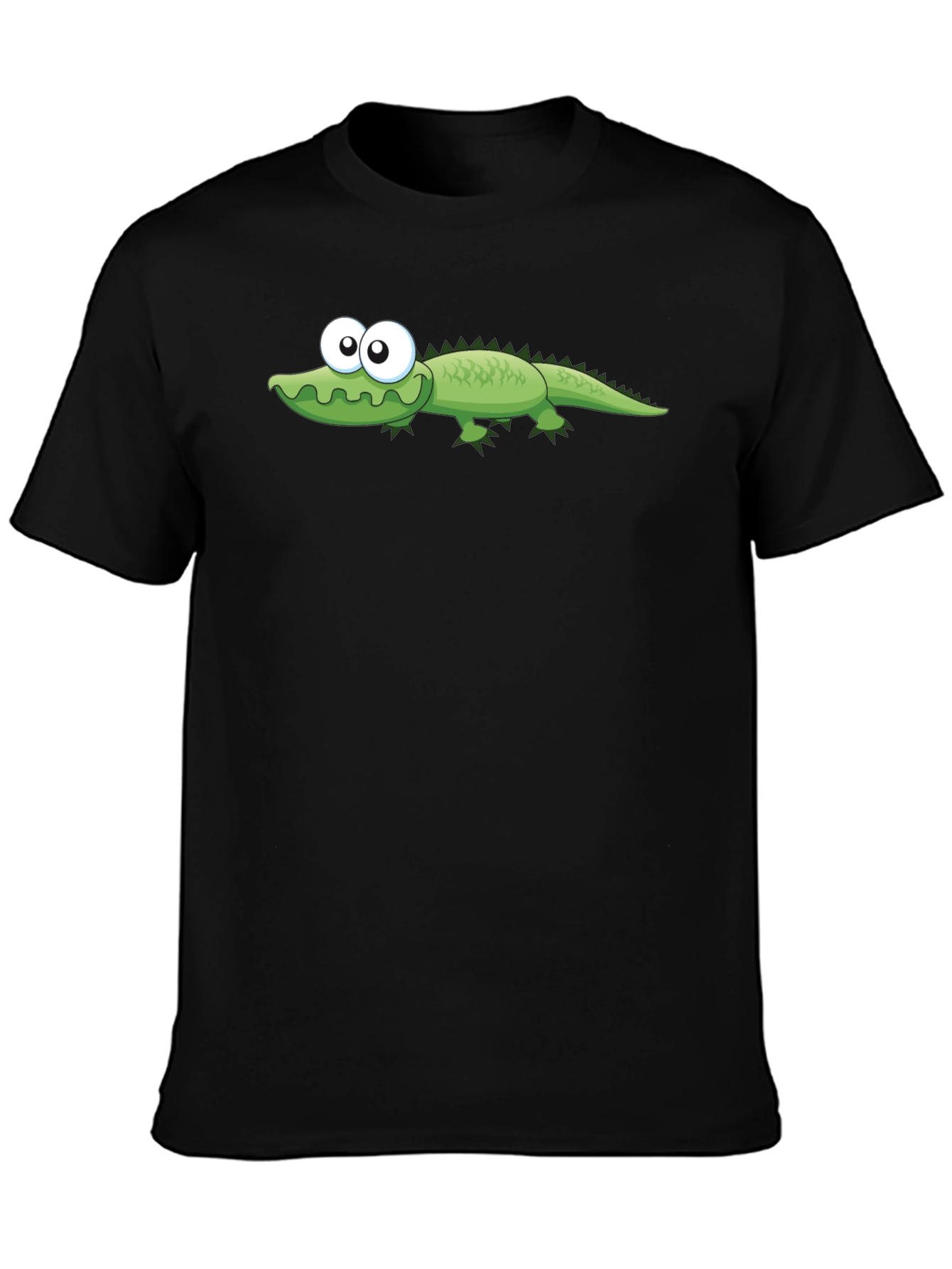 Black Cartoon Alligator Graphic T-Shirt - Black view 3