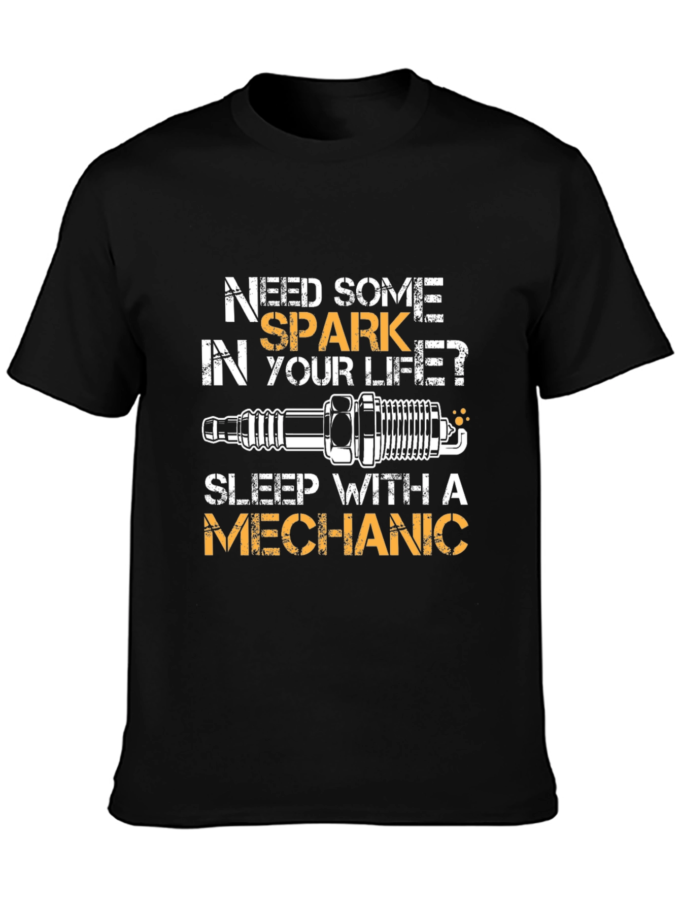 Black Need Some Spark Mechanic T-Shirt - Funny Auto Repair Tee view 3