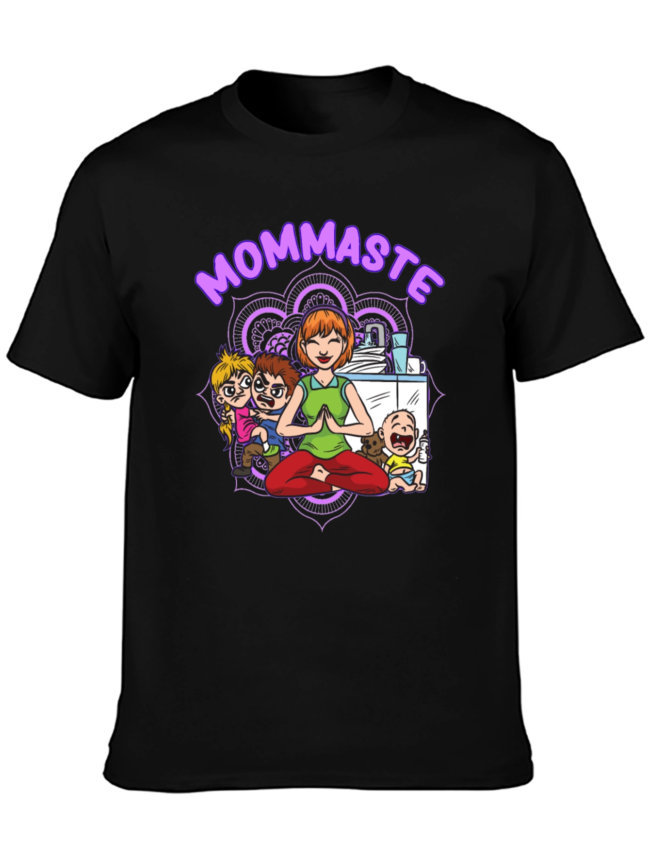 Black Mommaste Funny Yoga T-Shirt view 3