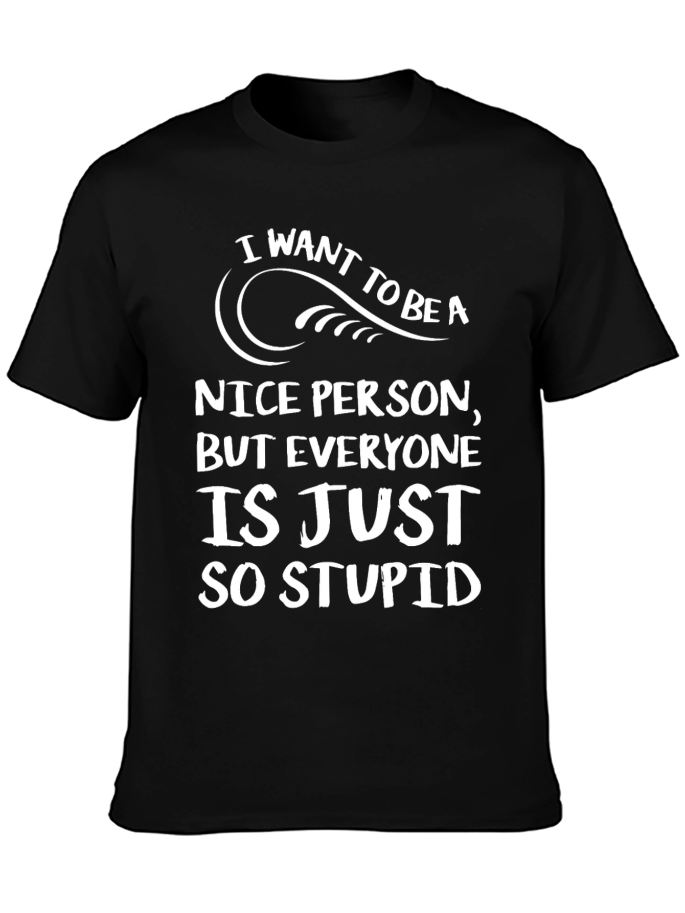 Black Funny "I Want To Be A Nice Person" Black Graphic Tee view 3