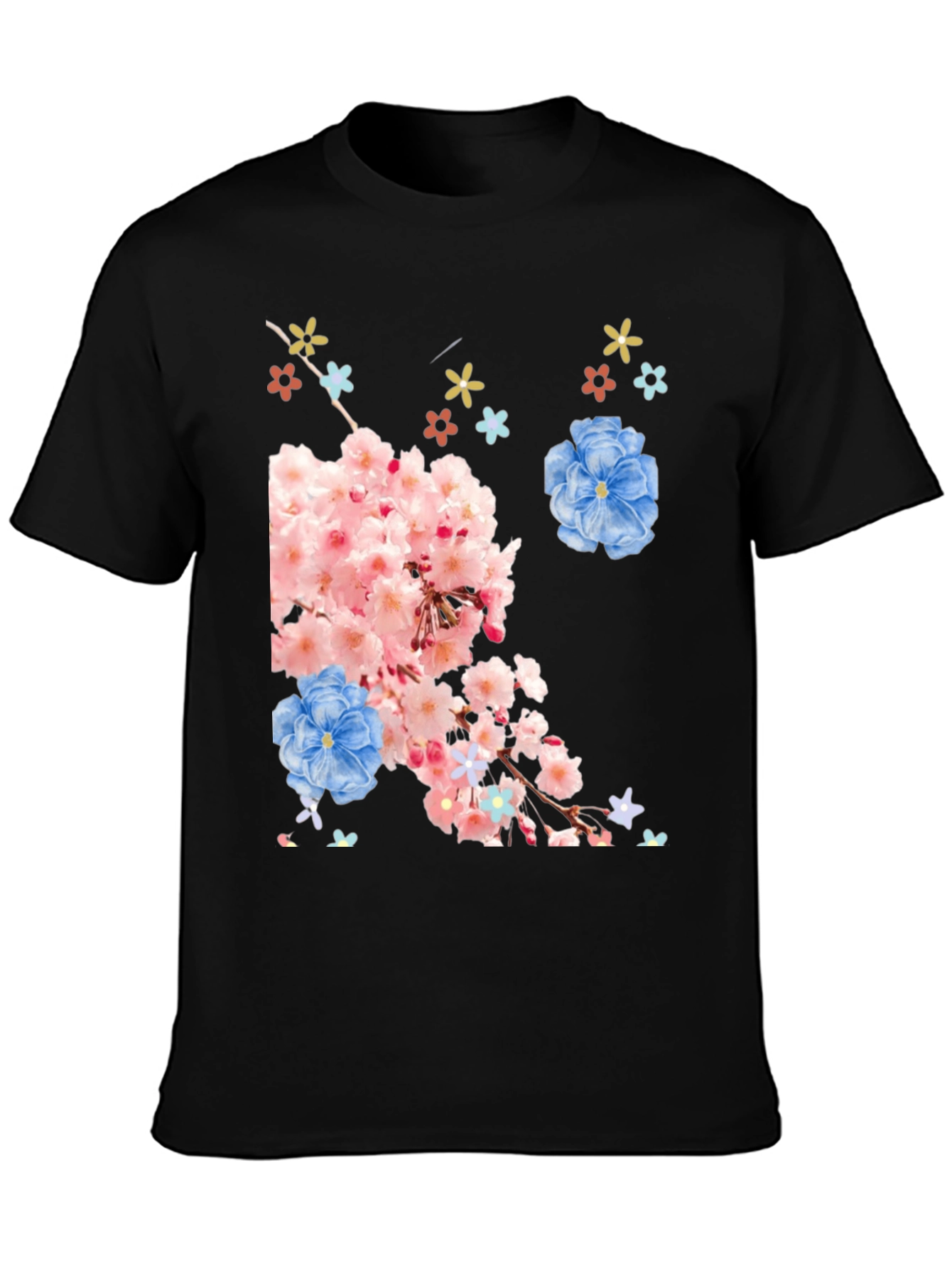 Black Floral Print Black T-Shirt view 3