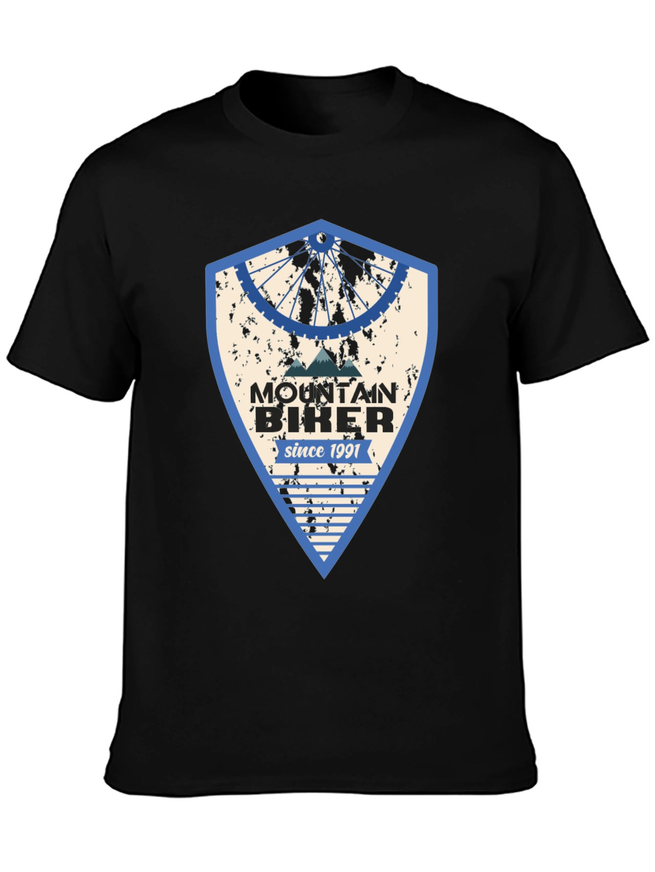 Black Mountain Biker Since 1991 Black Graphic Tee view 3