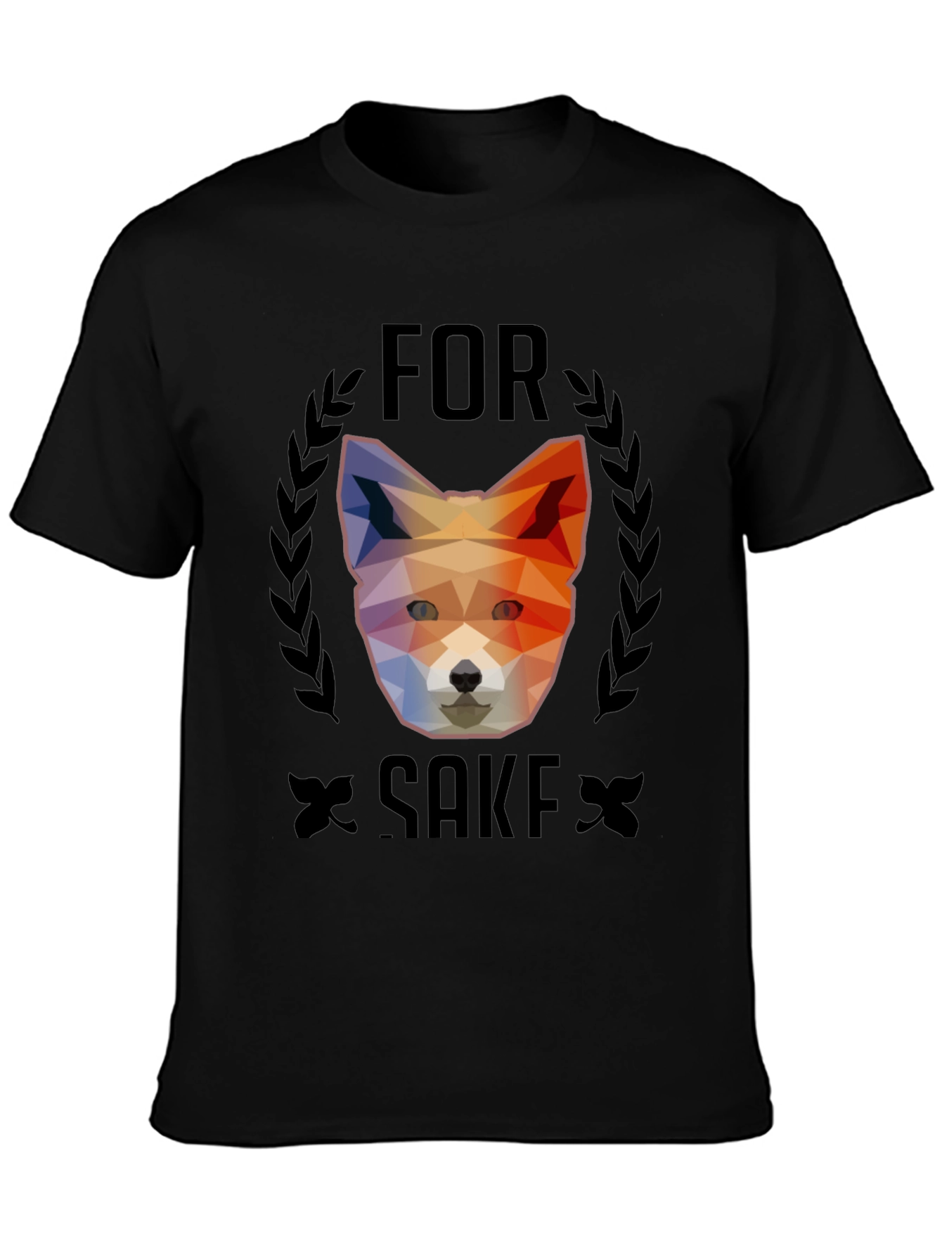 Black Geometric Fox For Sake Graphic Tee - Soft Cotton Blend view 3