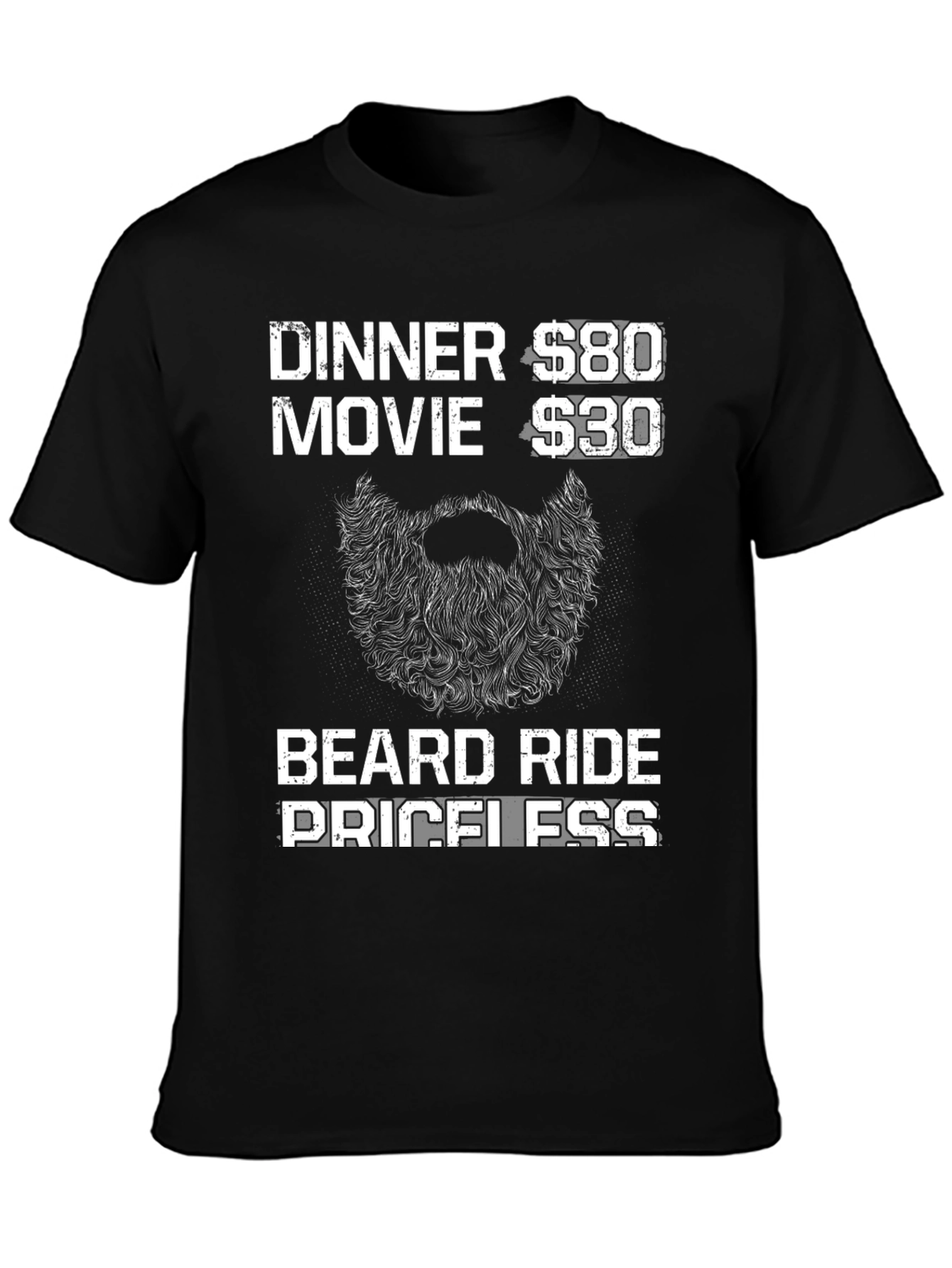 Black Beard Ride Priceless Men's Black T-Shirt view 3