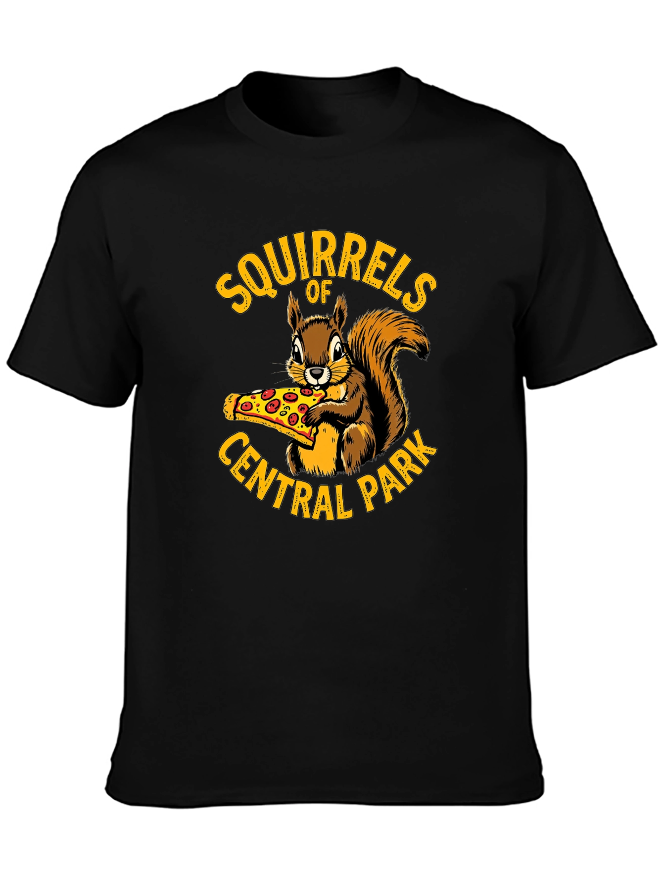 Black Squirrels of Central Park Pizza T-Shirt view 3