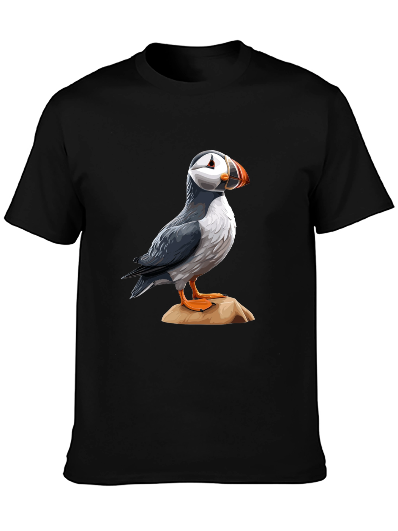 Black Puffin Bird Graphic T-Shirt - Black Casual Tee view 3