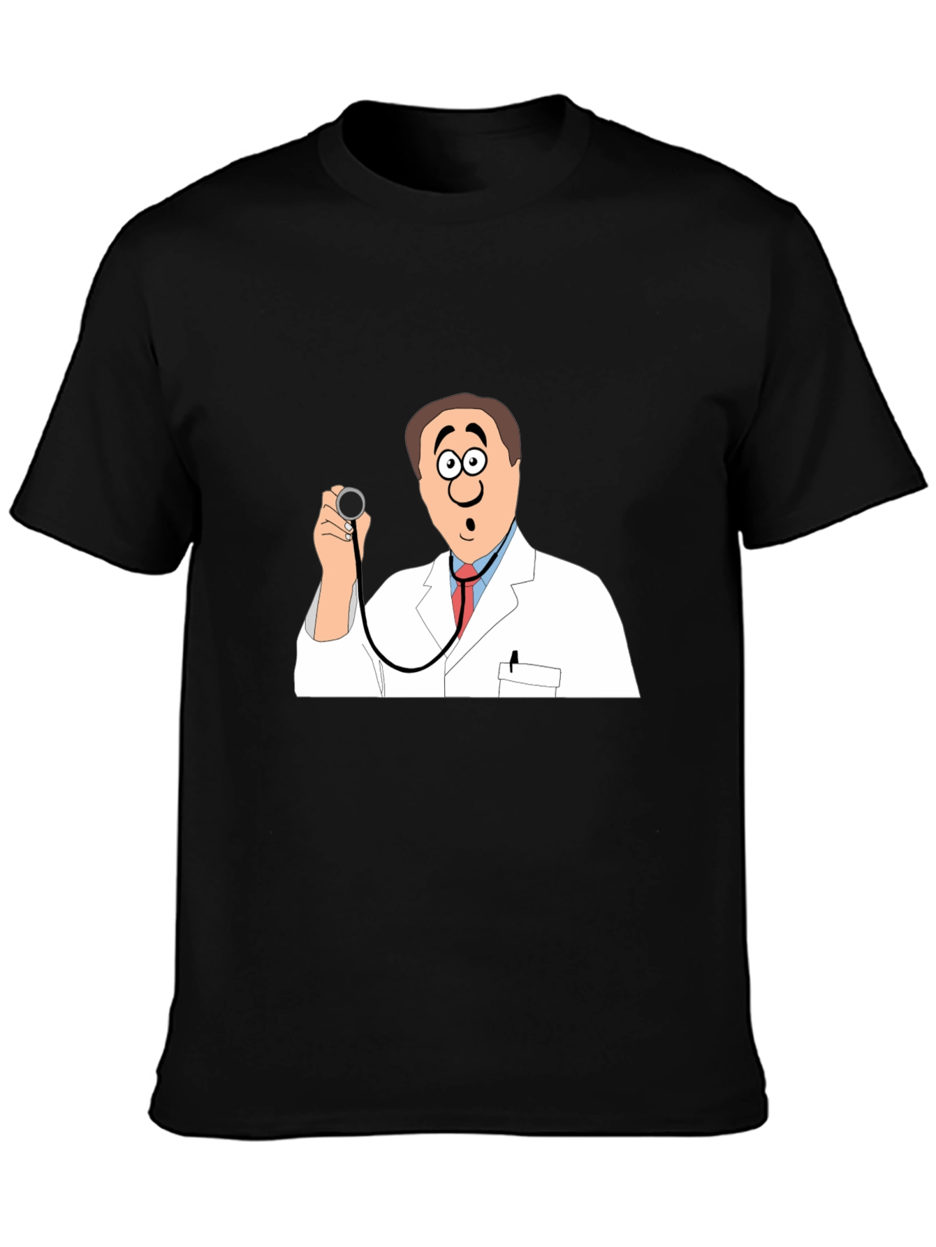 Black Cartoon Doctor Graphic Black T-Shirt view 3