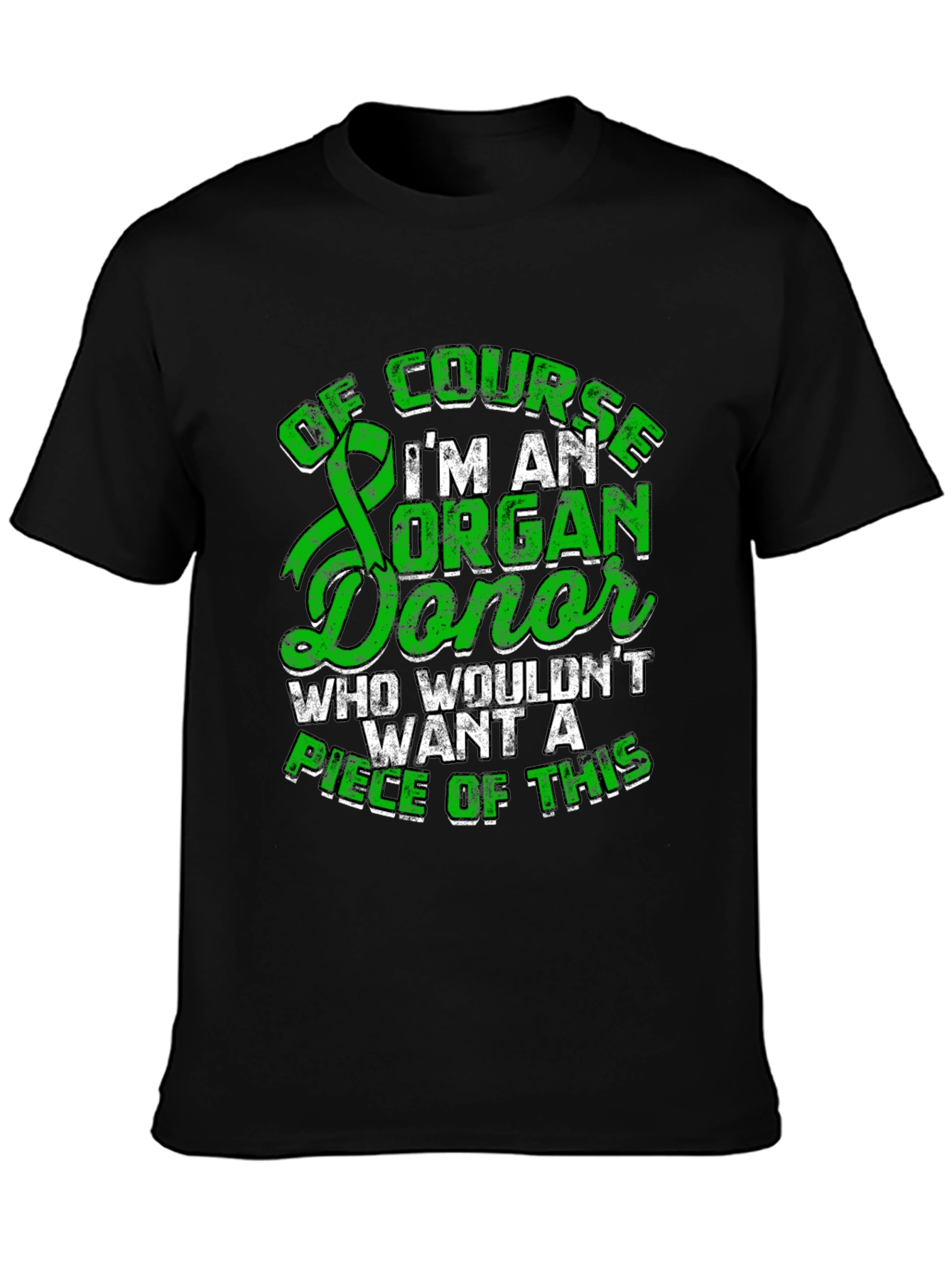 Black Organ Donor T-Shirt - Green Ribbon Design view 3