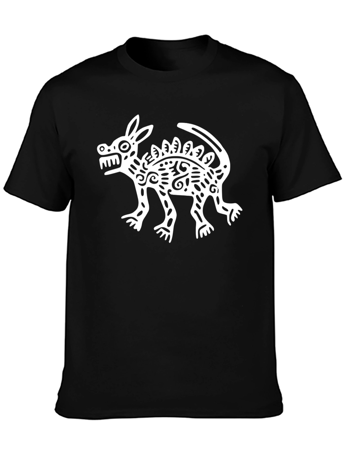 Black Aztec Inspired Dog Graphic Tee - Black view 3