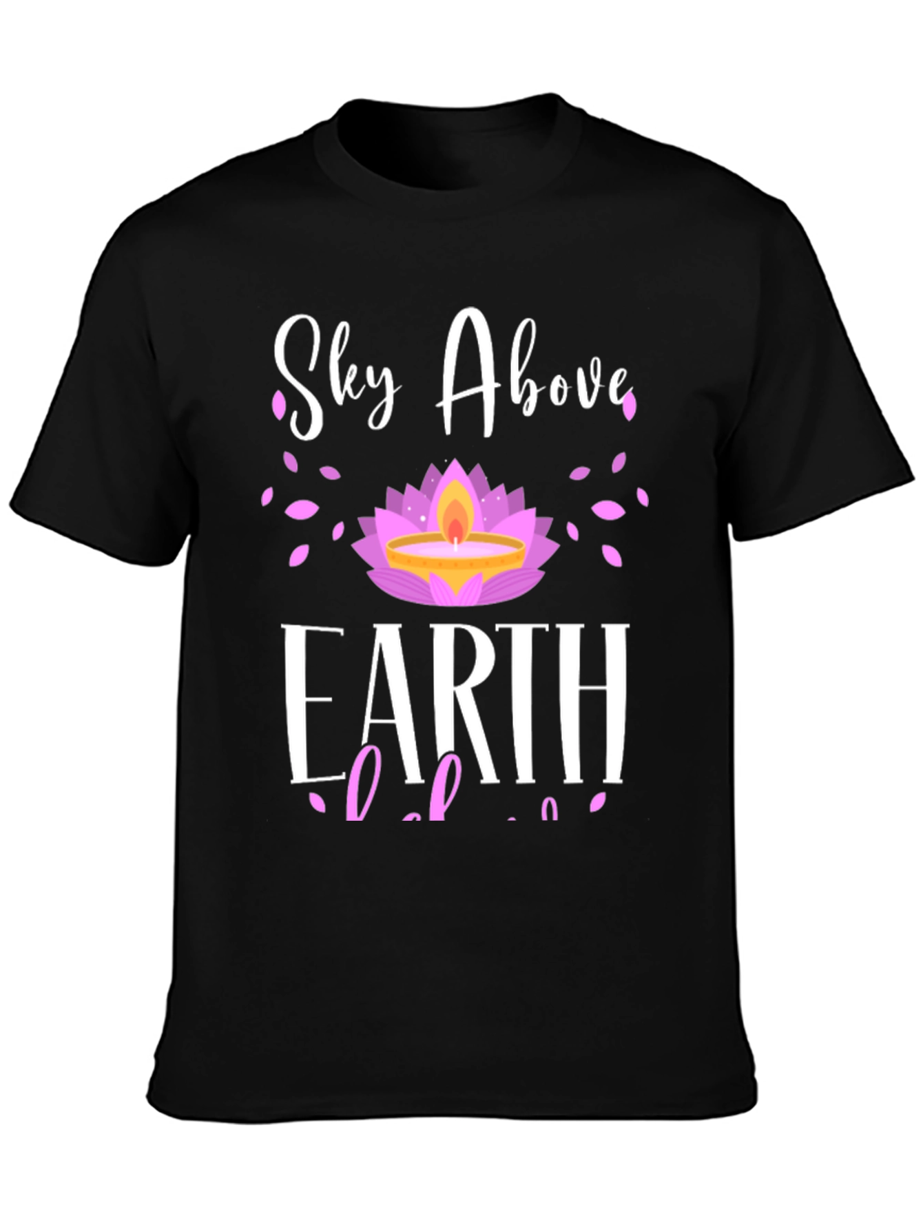 Black Sky Above Earth Below Lotus Black T-Shirt view 3
