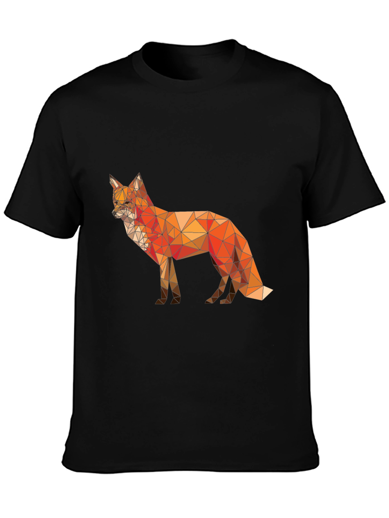Black Geometric Fox Graphic T-Shirt - Modern Poly Art Tee view 3