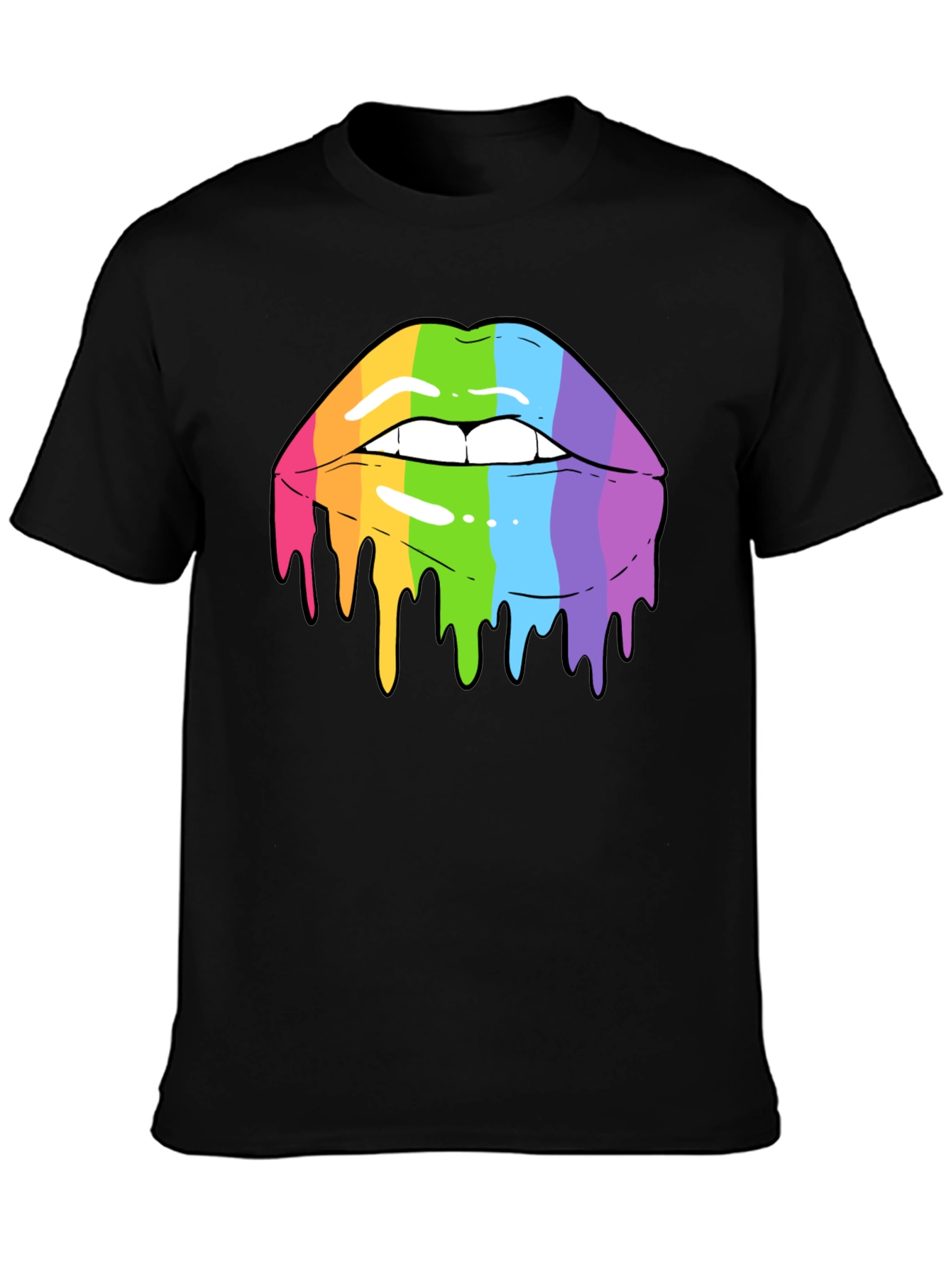 Black Rainbow Lips Graphic T-Shirt view 3