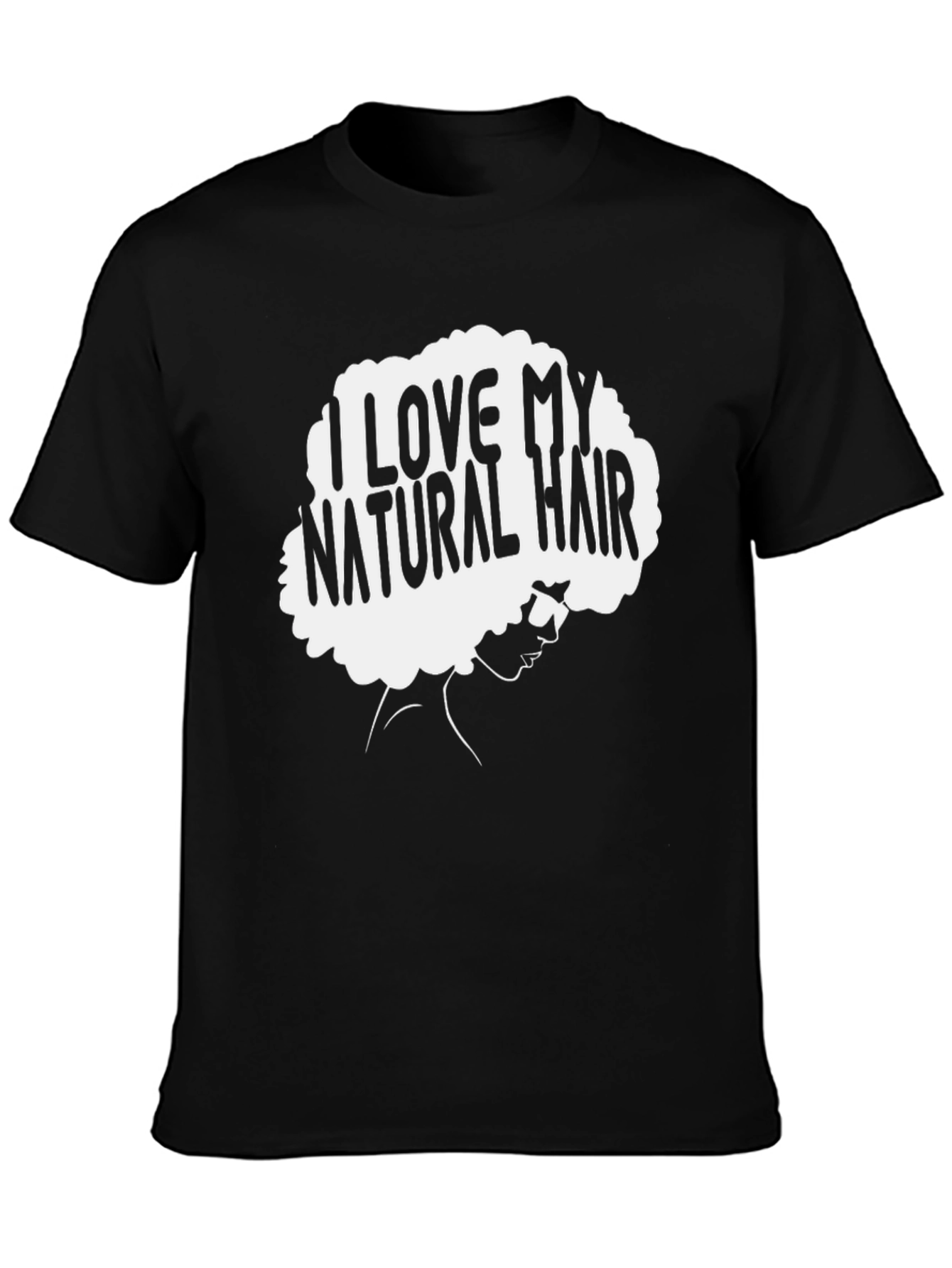 Black I Love My Natural Hair Black T-Shirt view 3