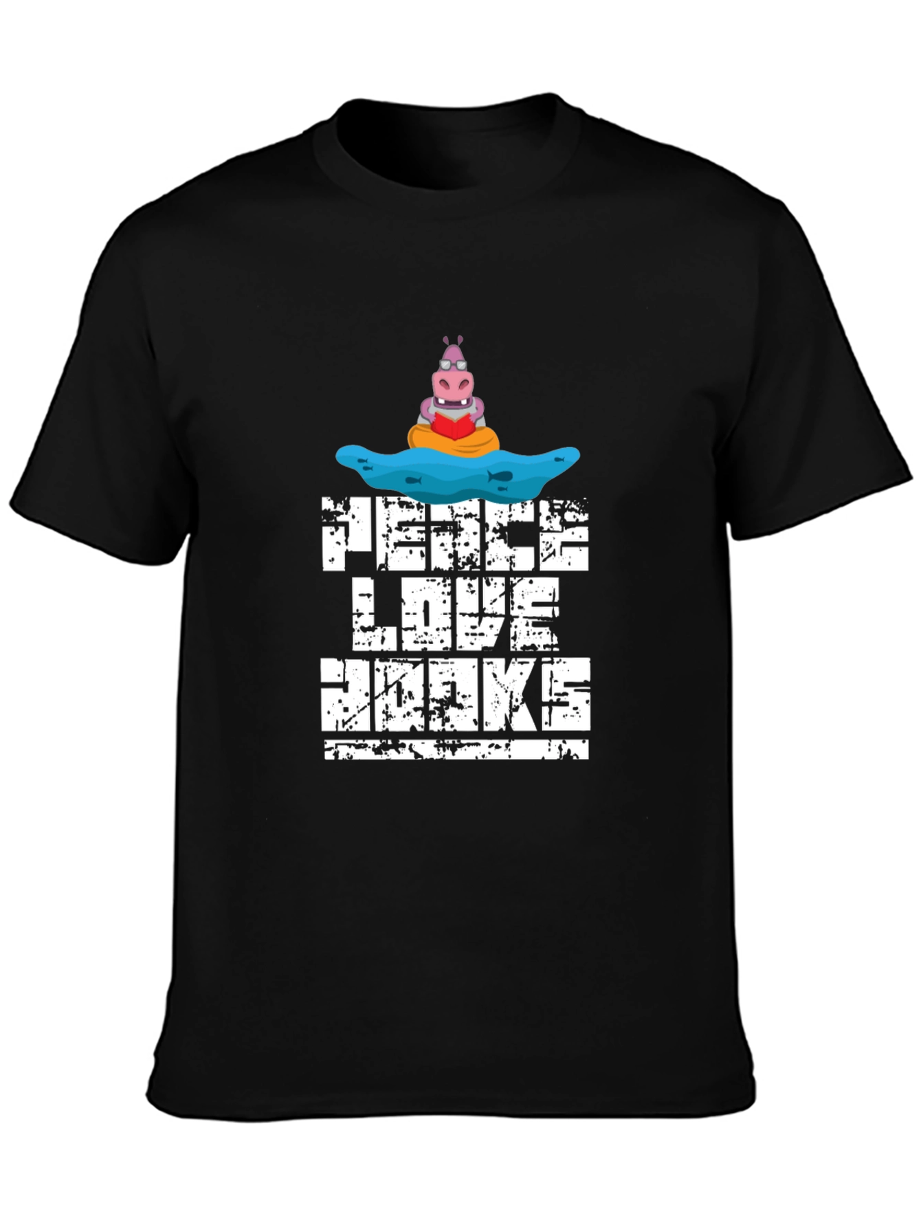 Black Peace Love Hippos T-Shirt view 3