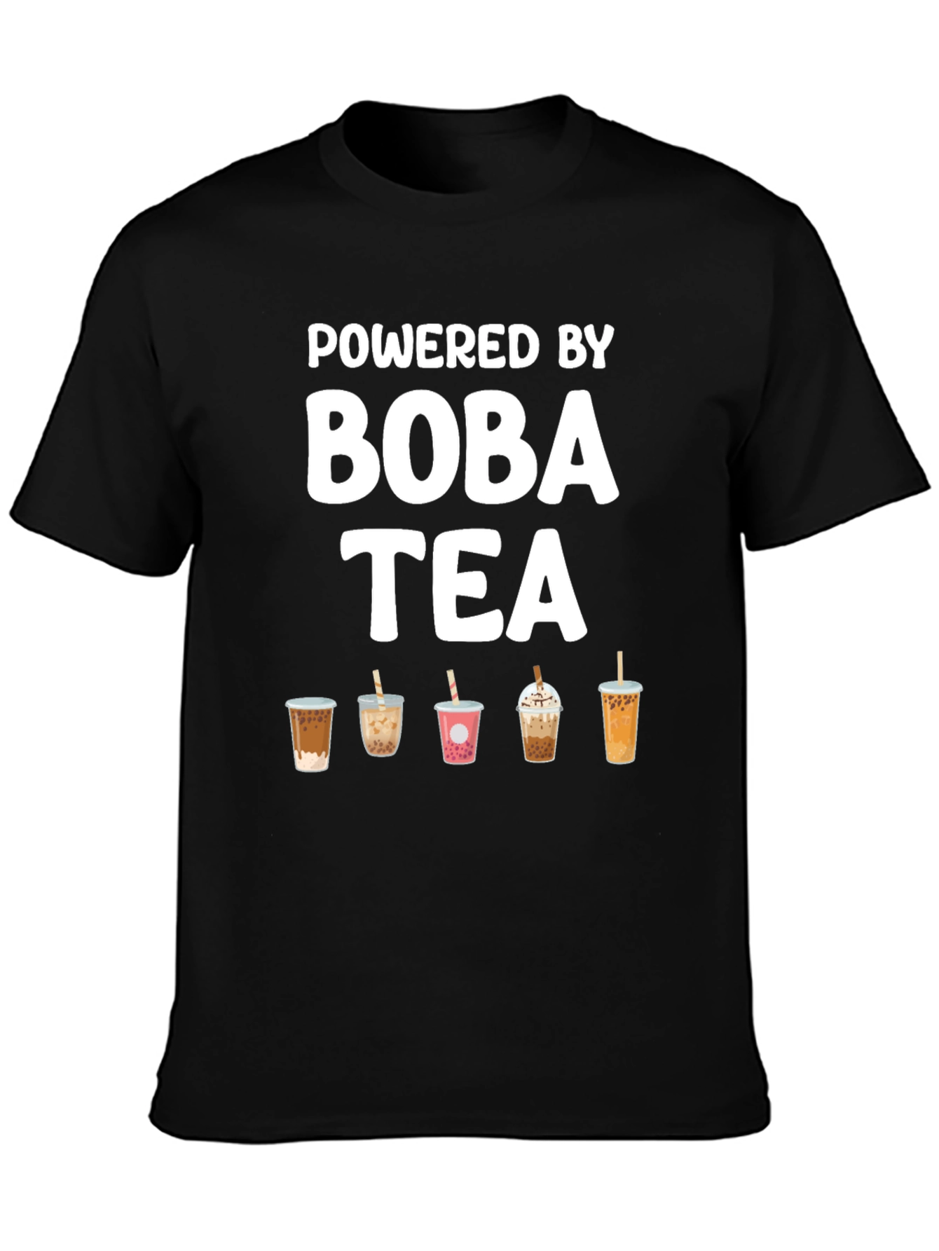 Black Powered by Boba Tea Graphic Tee view 3