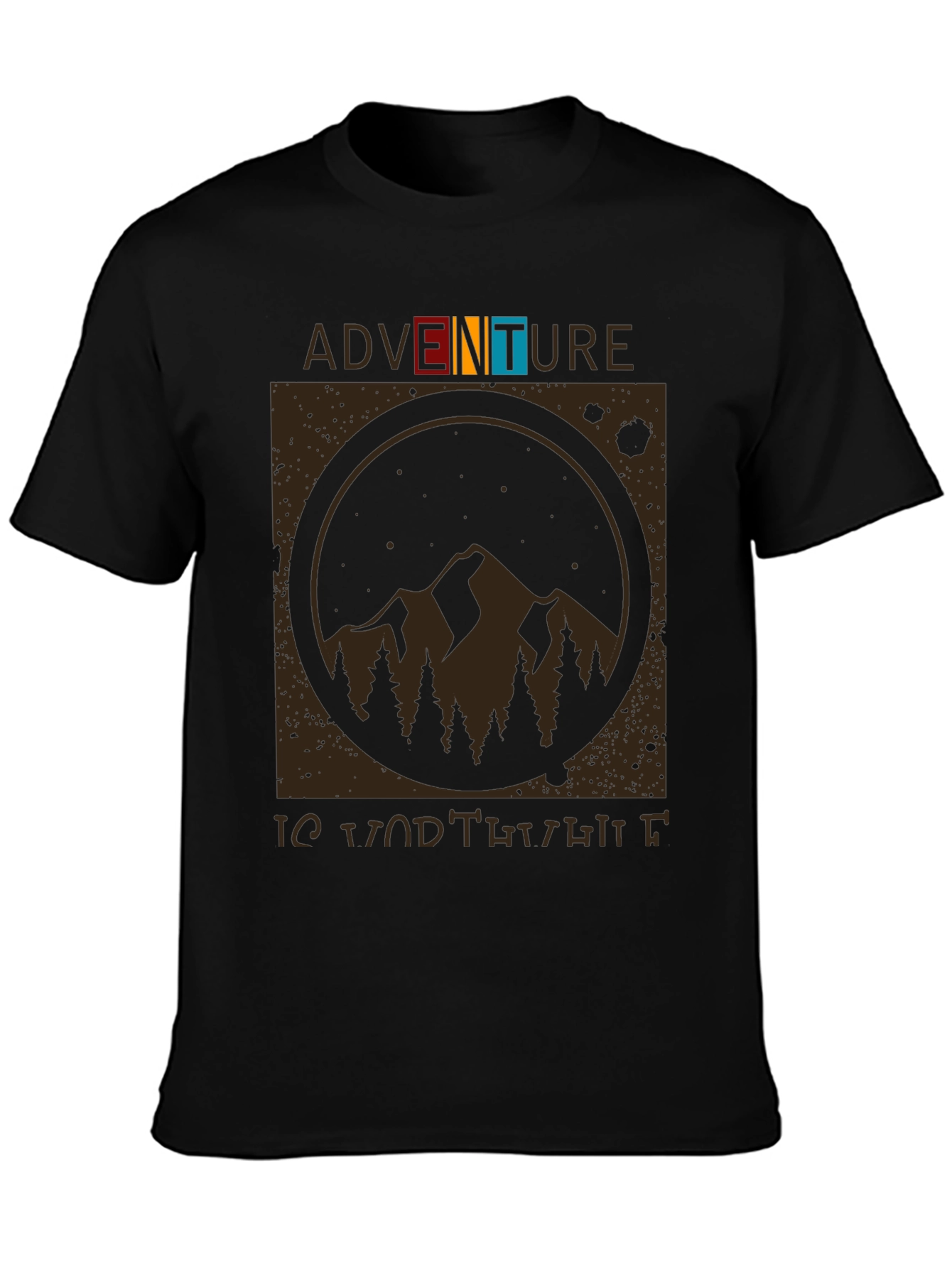 Black Adventure is Worth It Black Graphic T-Shirt view 3
