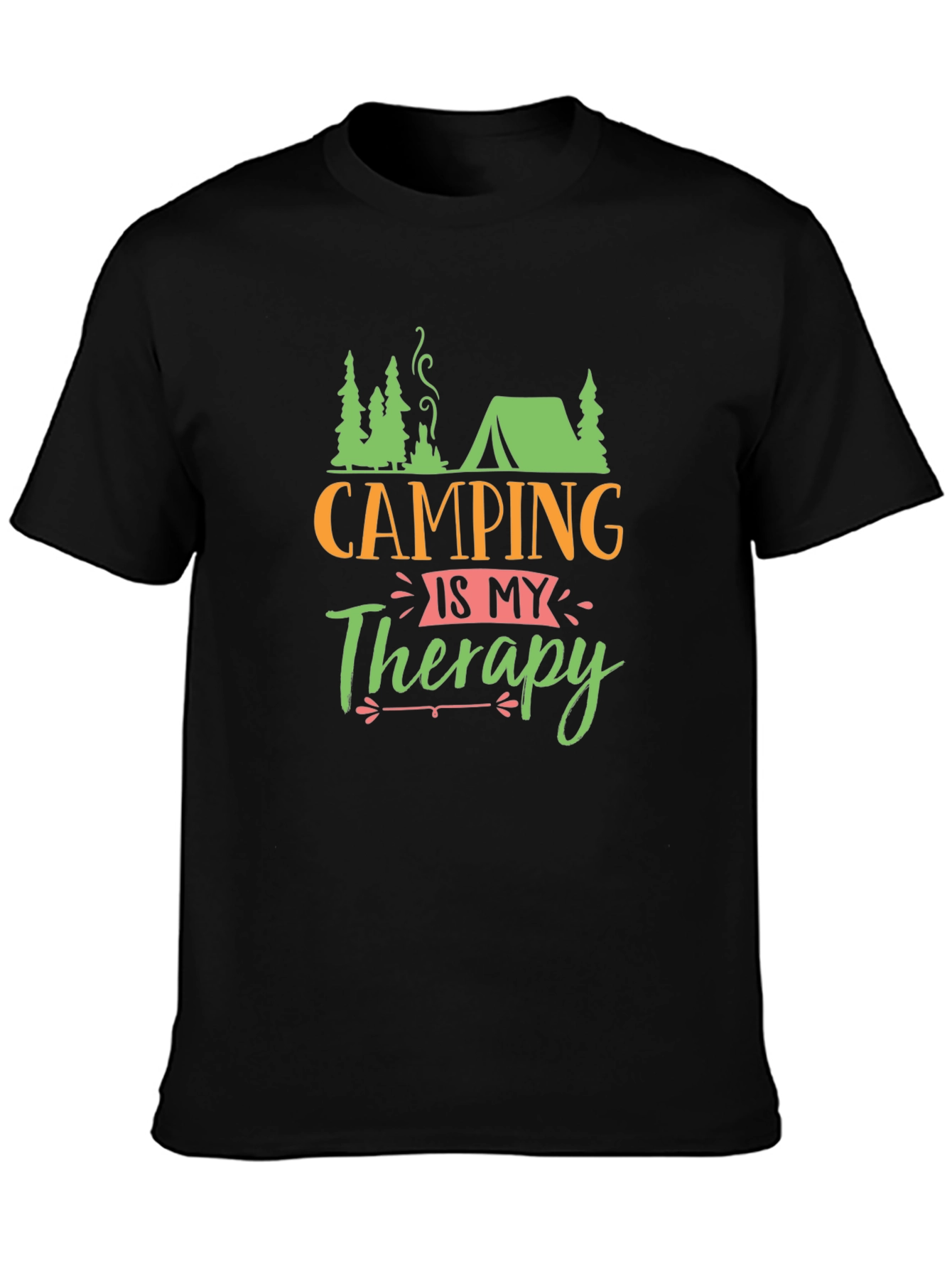 Black Camping is My Therapy Black T-Shirt view 3